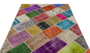 Iskece 21009 Beige Patchwork Wool Handmade Area Rug 5'4" x 7'6"