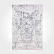 Vintage Chenille Area Rug – Washable Non Slip Grey Cotton Carpet for Living Room
