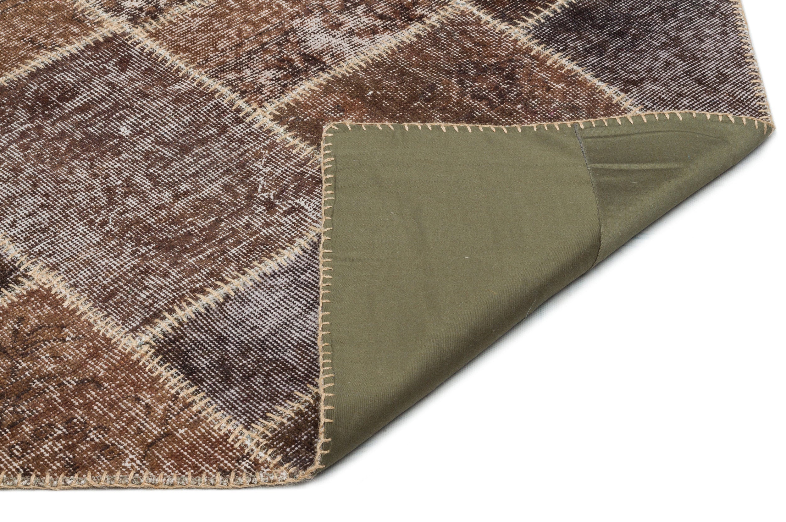 Iskece Brown Vintage Wool Handmade Area Rug 5'3" x 7'6"