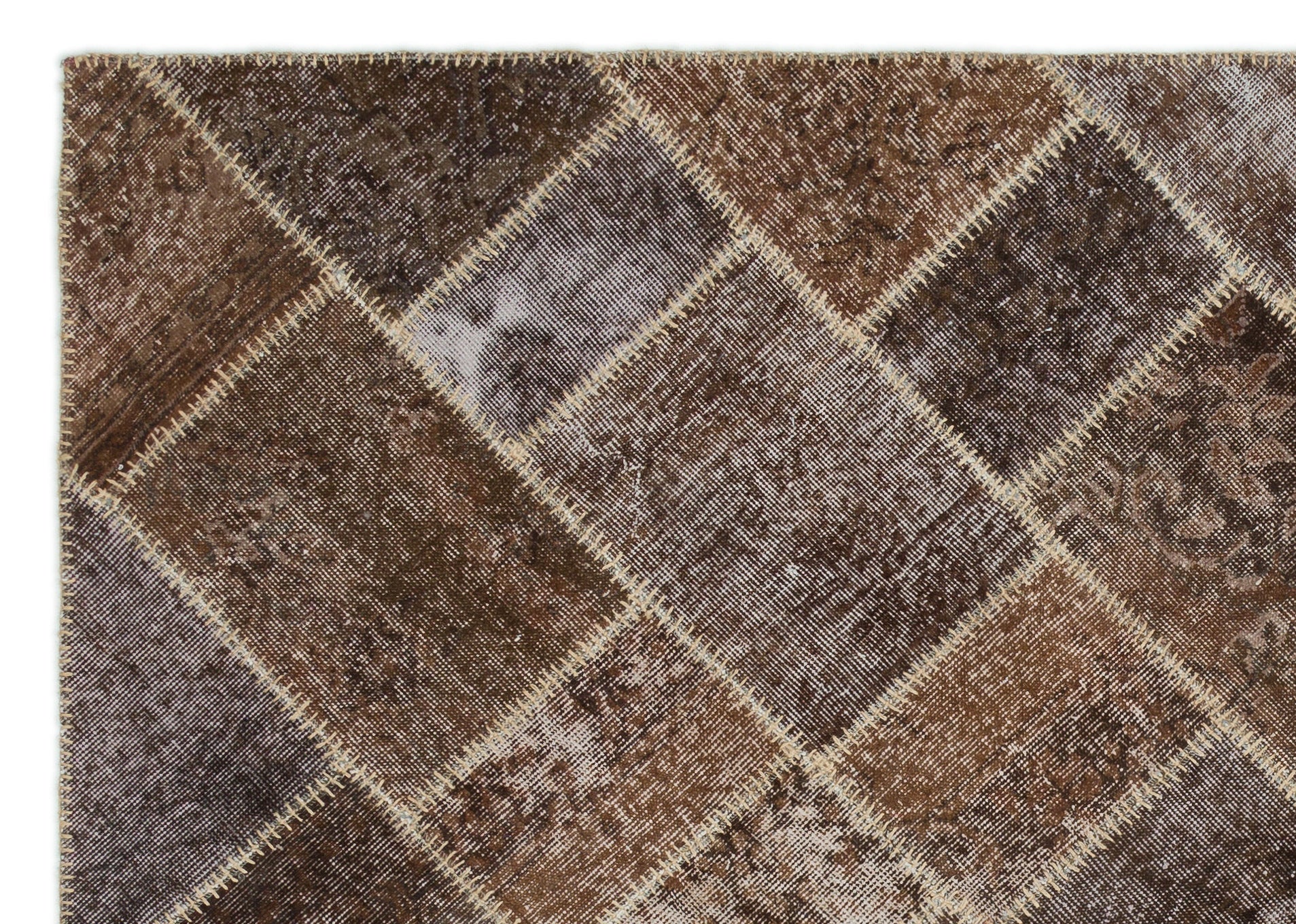 Iskece Brown Vintage Wool Handmade Area Rug 5'3" x 7'6"
