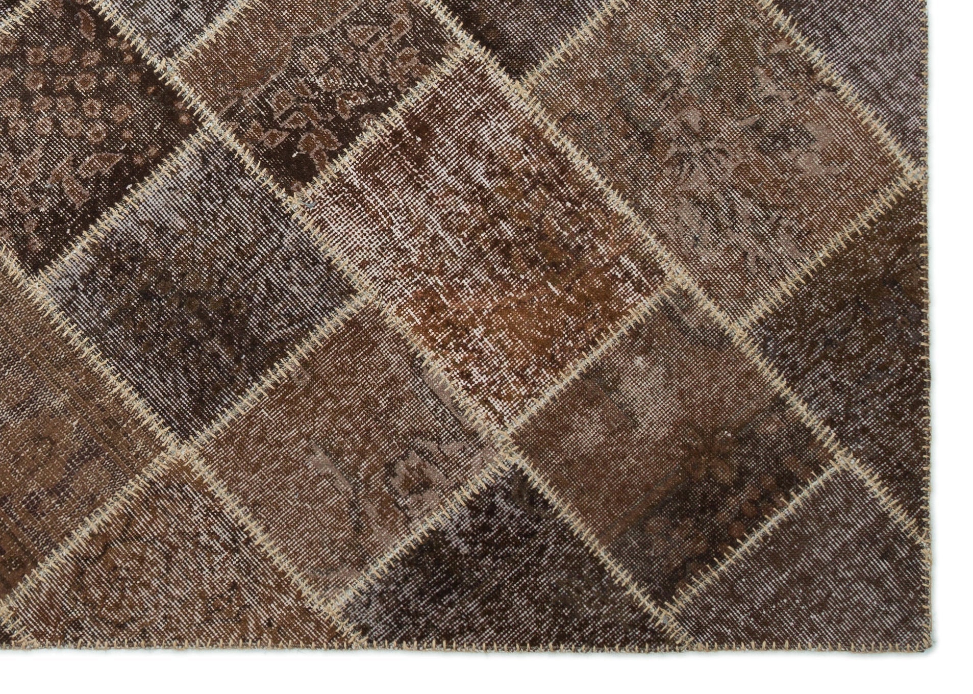 Iskece Brown Vintage Wool Handmade Area Rug 5'3" x 7'6"