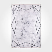 Grey Marble Area Rug – Washable Non Slip Chenille Cotton Carpet With Marble Design
