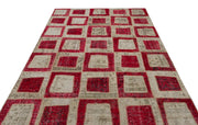 Iskece Red Vintage Wool Handmade Area Rug 6'3" x 9'2"