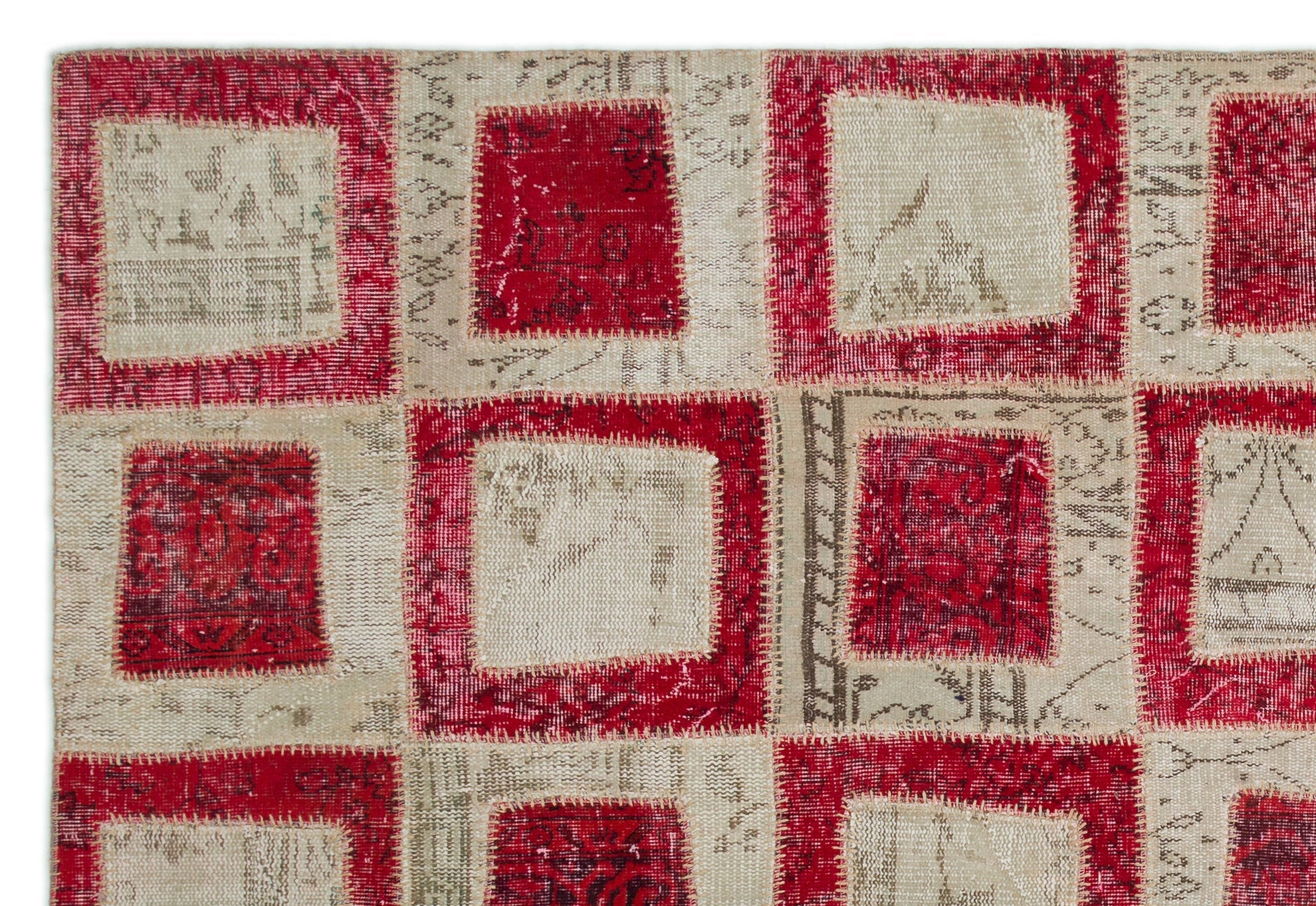 Iskece Red Vintage Wool Handmade Area Rug 6'3" x 9'2"