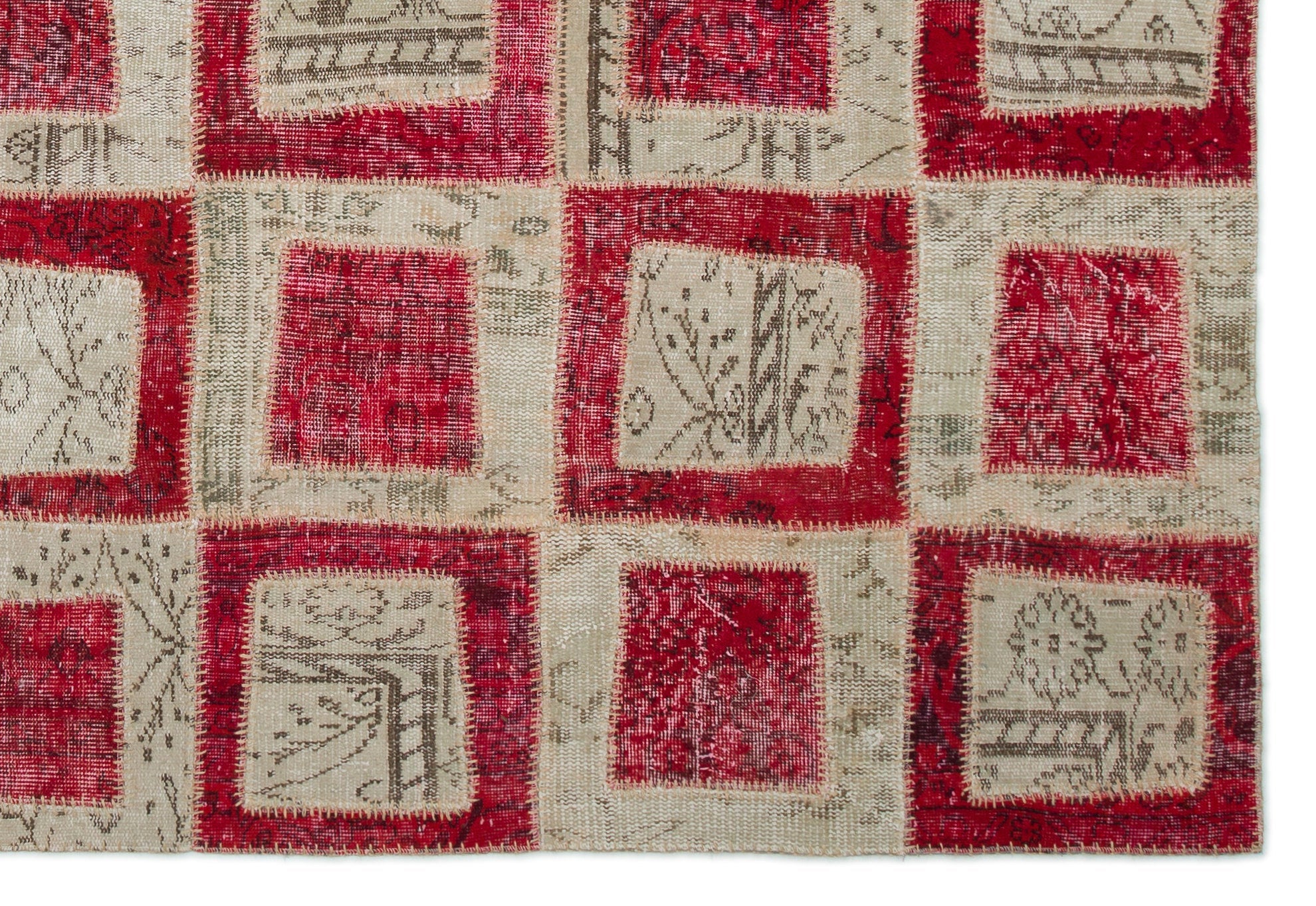 Iskece Red Vintage Wool Handmade Area Rug 6'3" x 9'2"