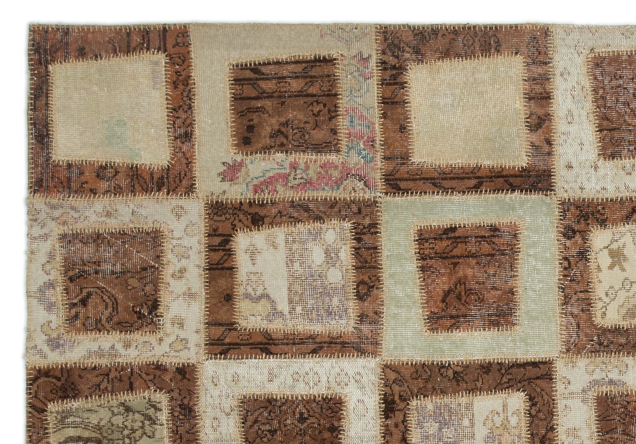 Iskece Beige Vintage Wool Handmade Area Rug 6'6" x 9'4"
