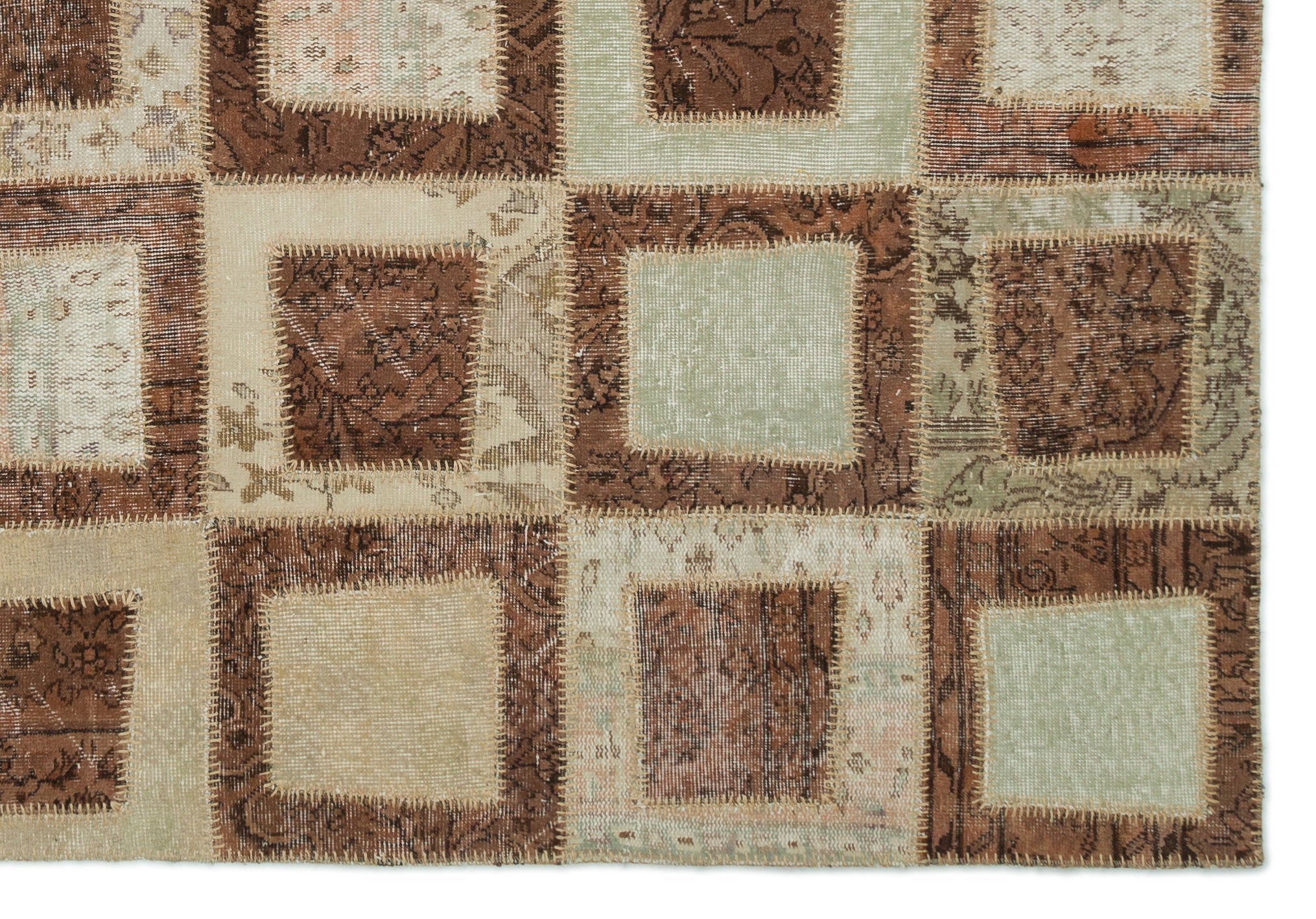 Iskece Beige Vintage Wool Handmade Area Rug 6'6" x 9'4"