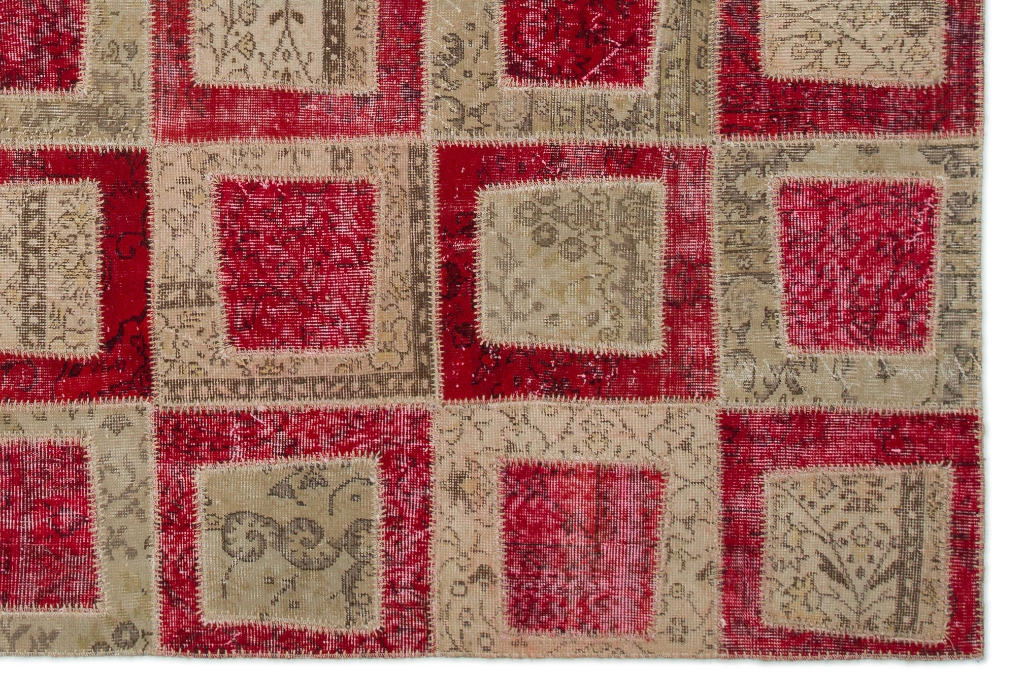 Iskece Red Vintage Wool Handmade Area Rug 6'4" x 9'3"