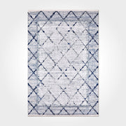 Grace Blue Geometric Chenille and Cotton Digital Print Area Rug