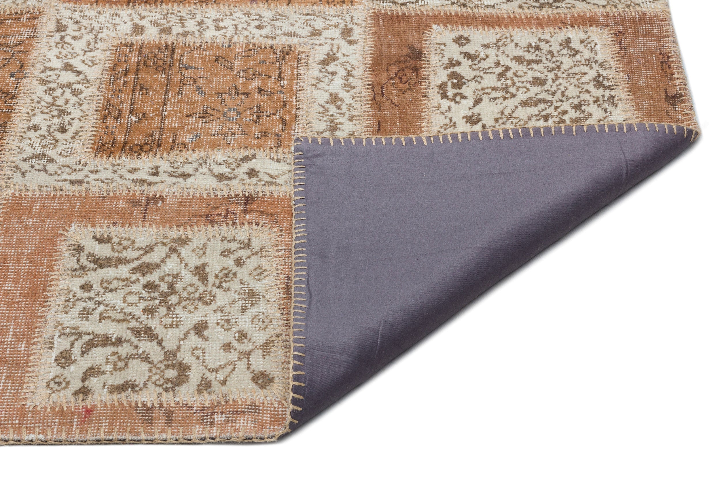 Iskece Beige Vintage Wool Handmade Area Rug 6'4" x 9'2"