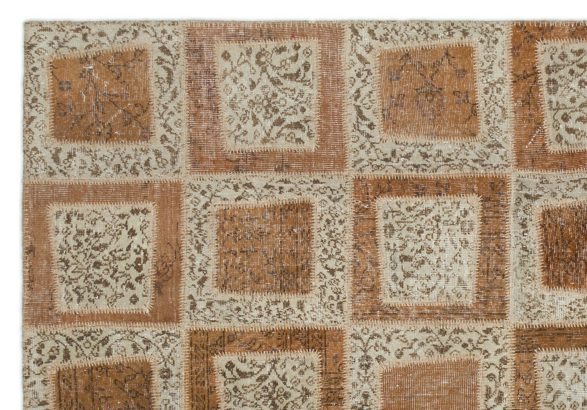 Iskece Beige Vintage Wool Handmade Area Rug 6'4" x 9'2"