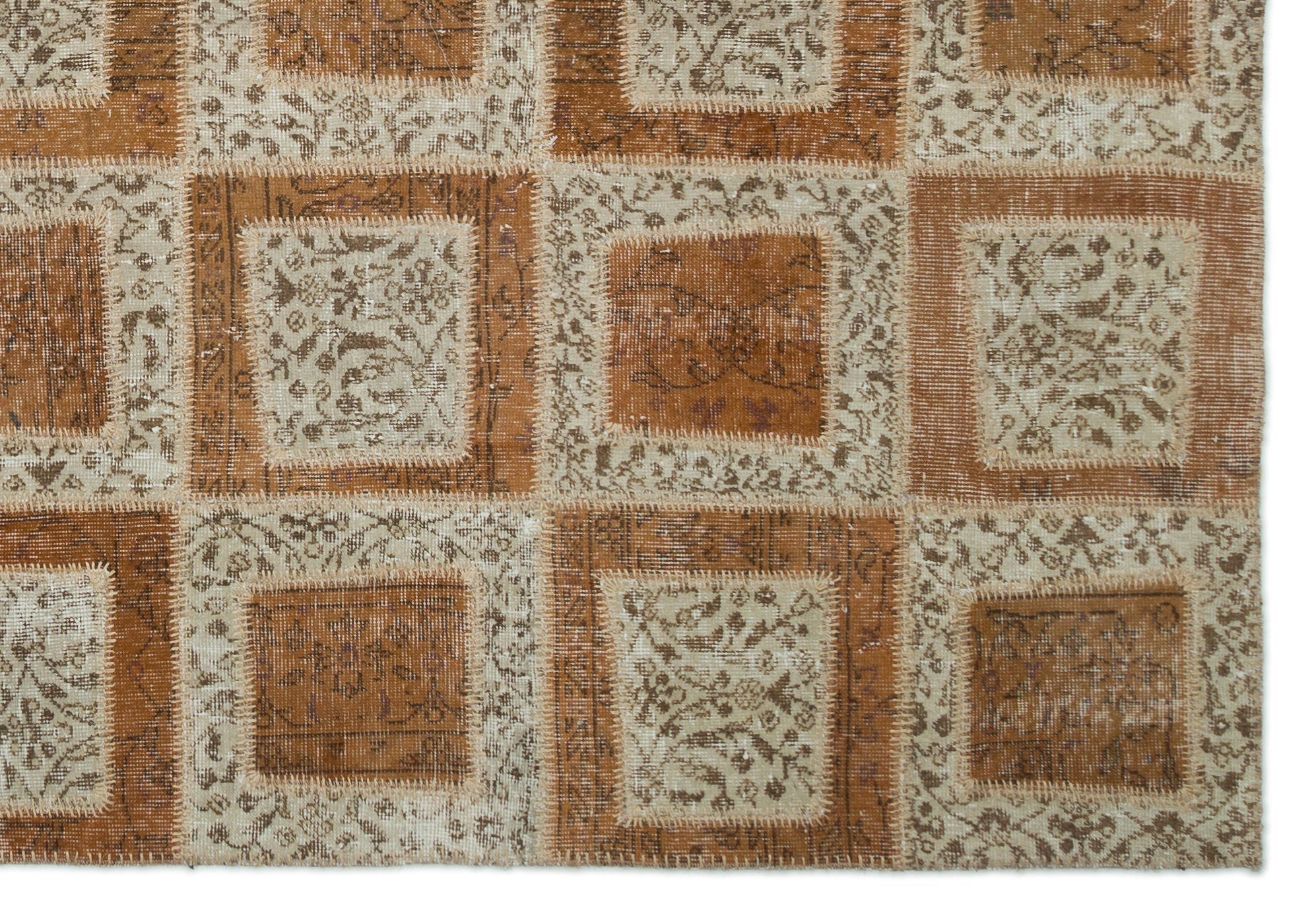 Iskece Beige Vintage Wool Handmade Area Rug 6'4" x 9'2"