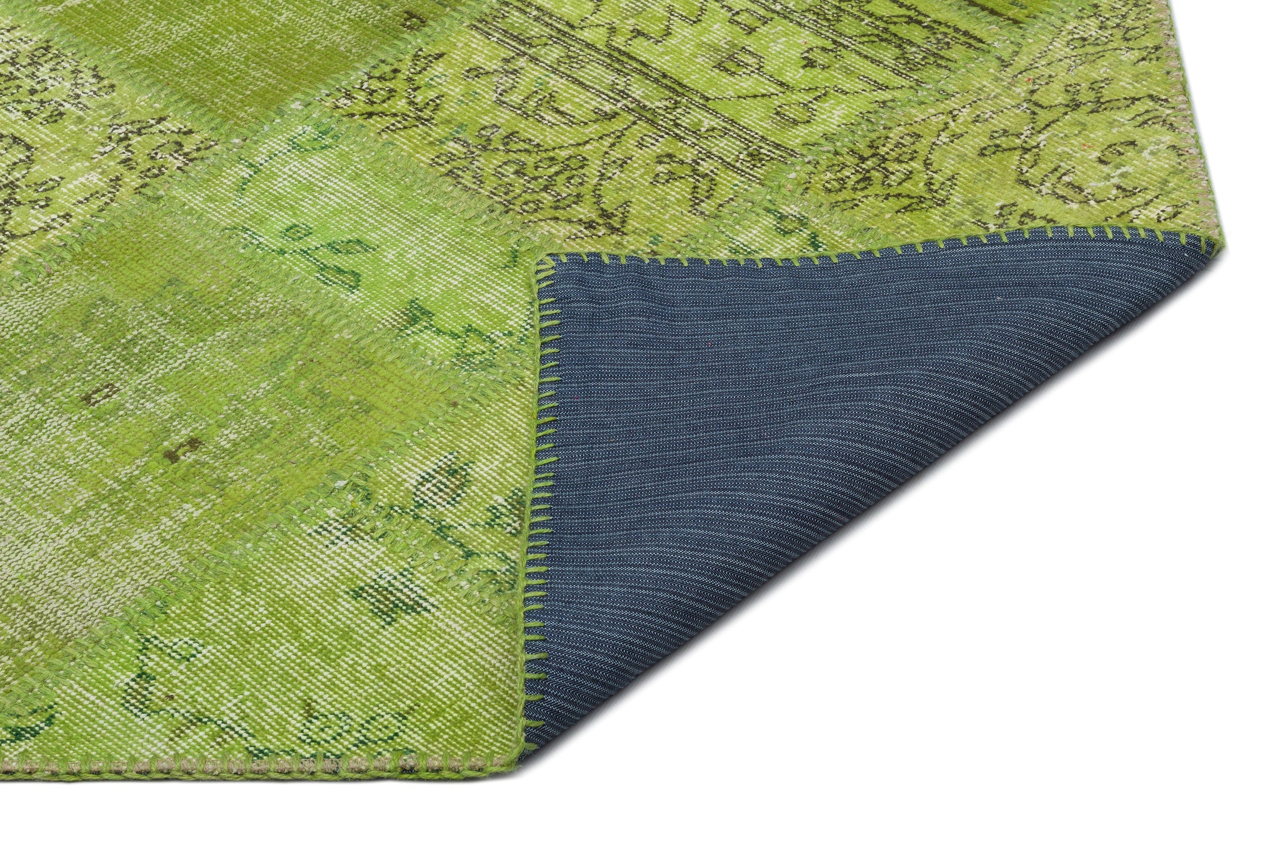 Iskece Green Vintage Wool Handmade Area Rug 6'3" x 9'4"