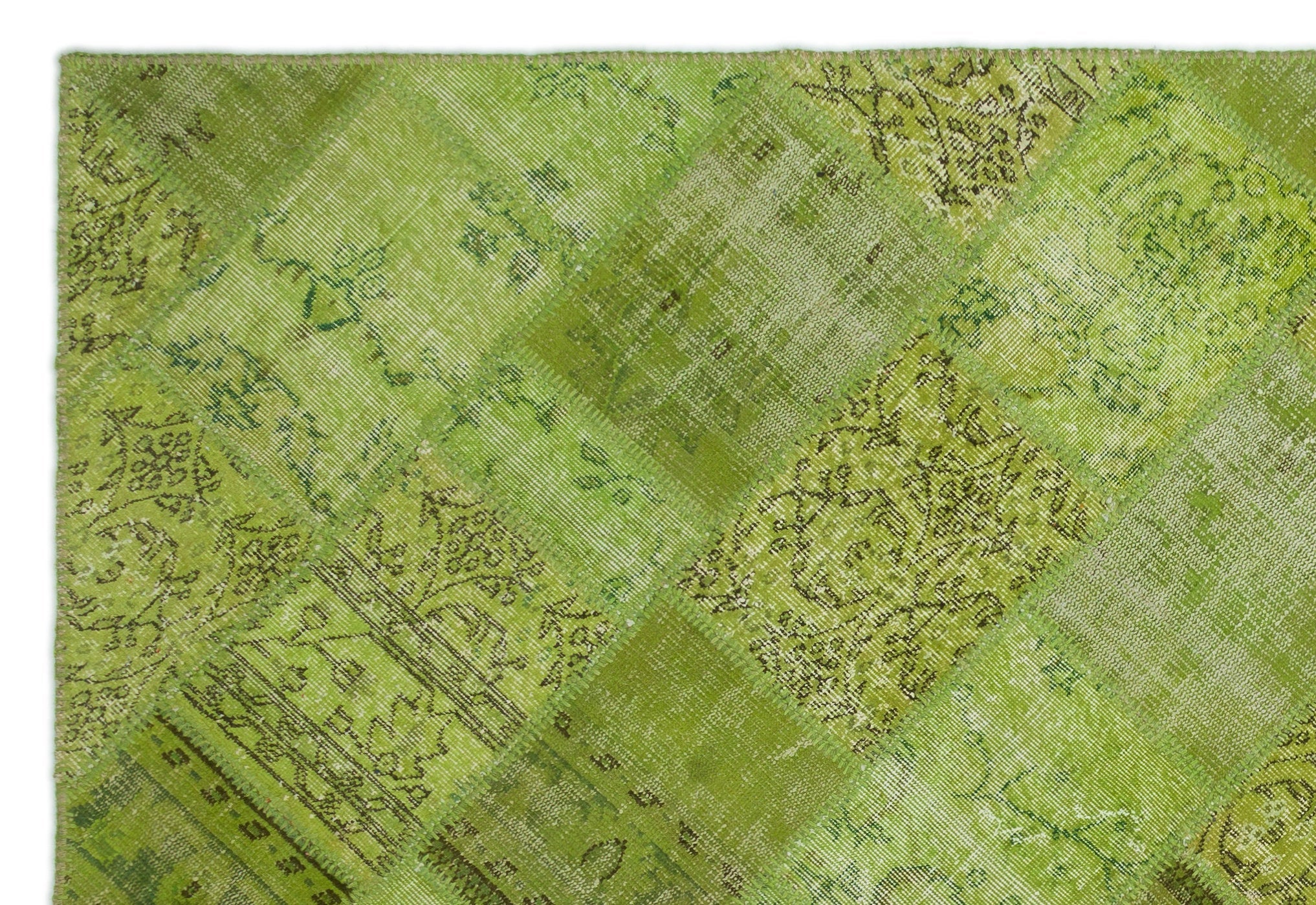 Iskece Green Vintage Wool Handmade Area Rug 6'3" x 9'4"