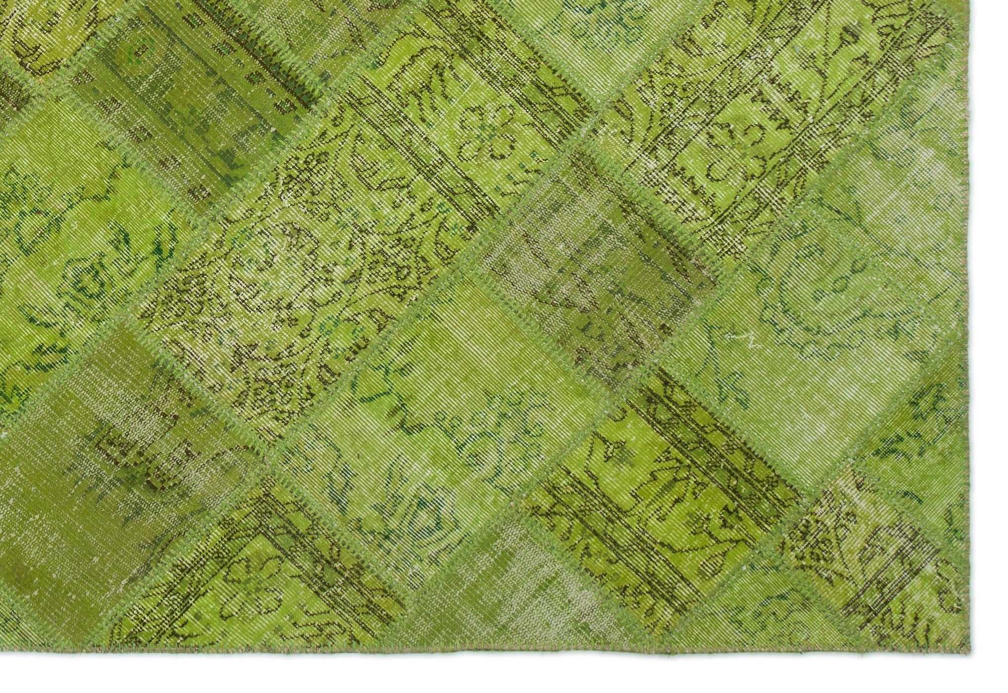 Iskece Green Vintage Wool Handmade Area Rug 6'3" x 9'4"
