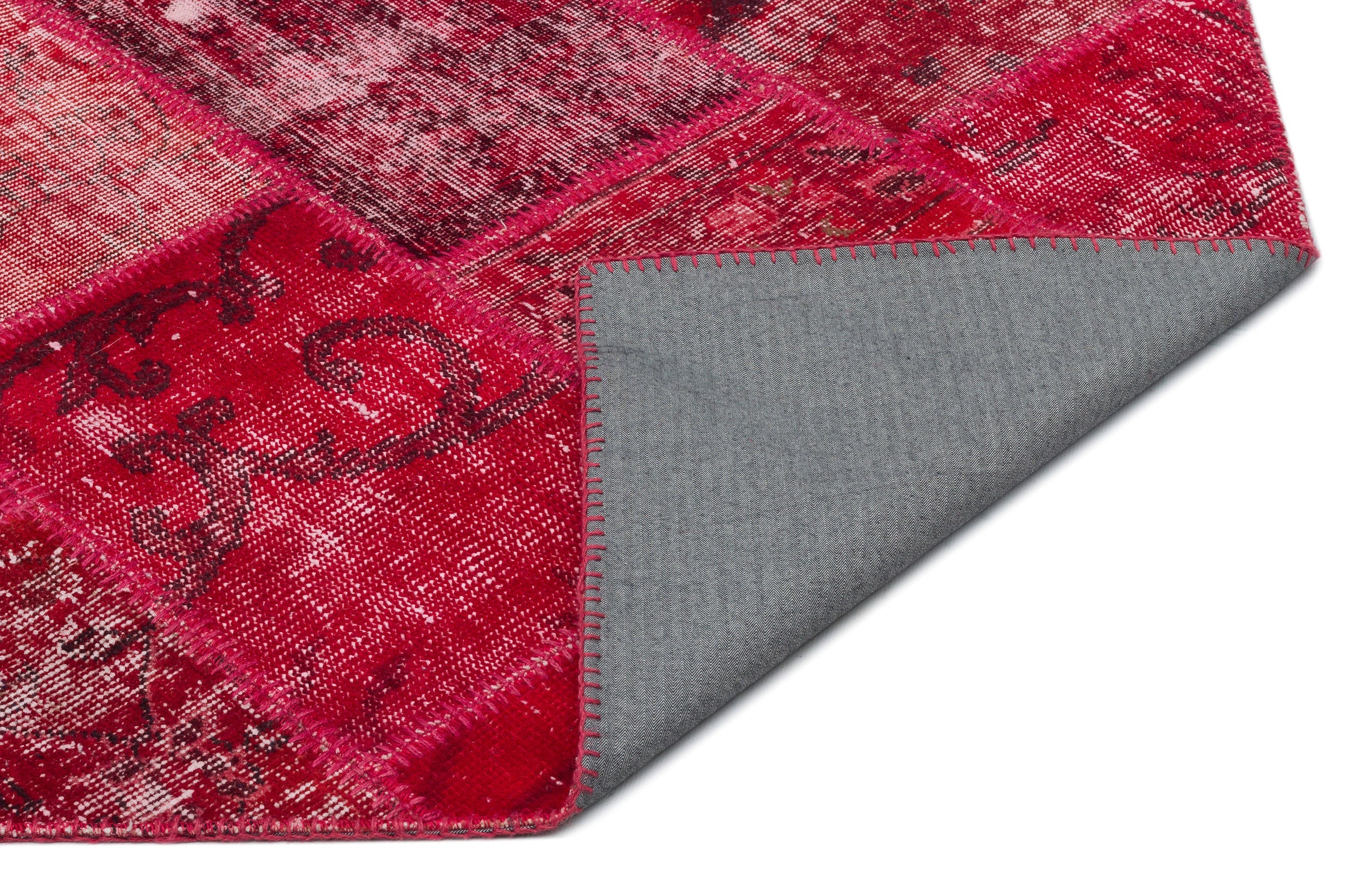 Iskece Red Vintage Wool Handmade Area Rug 5'3" x 7'8"