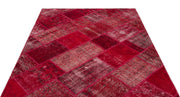 Iskece Red Vintage Wool Handmade Area Rug 5'3" x 7'8"