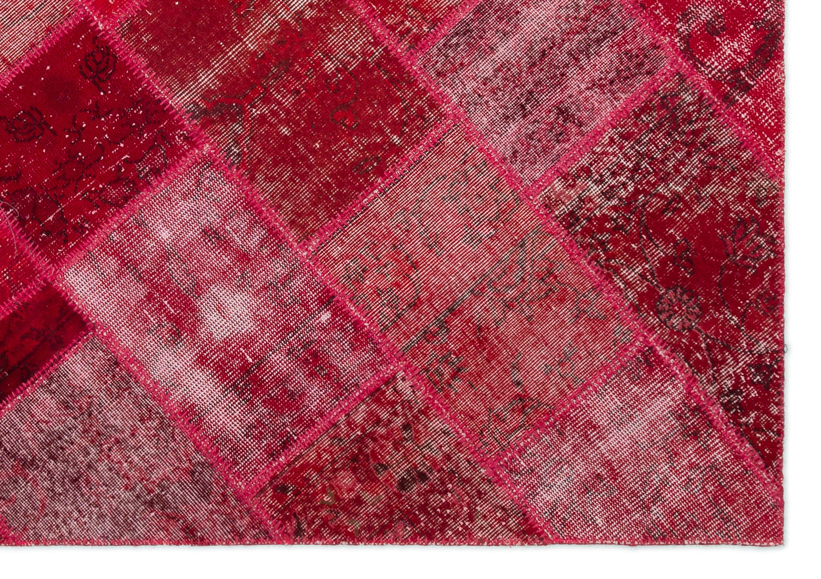 Iskece Red Vintage Wool Handmade Area Rug 5'3" x 7'8"