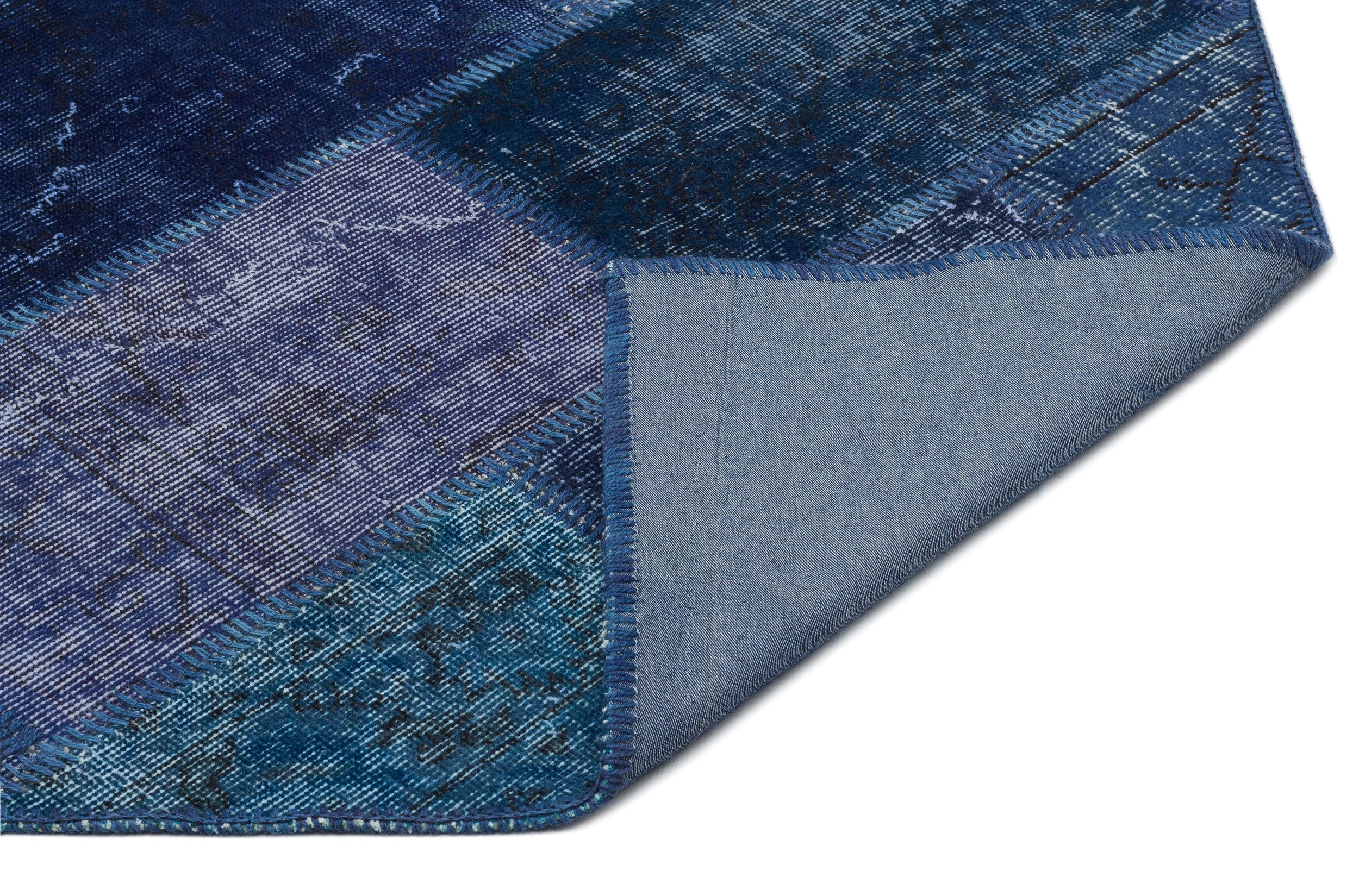 Iskece 21192 Navy Vintage Wool Handmade Area Rug 5'3" x 7'7"