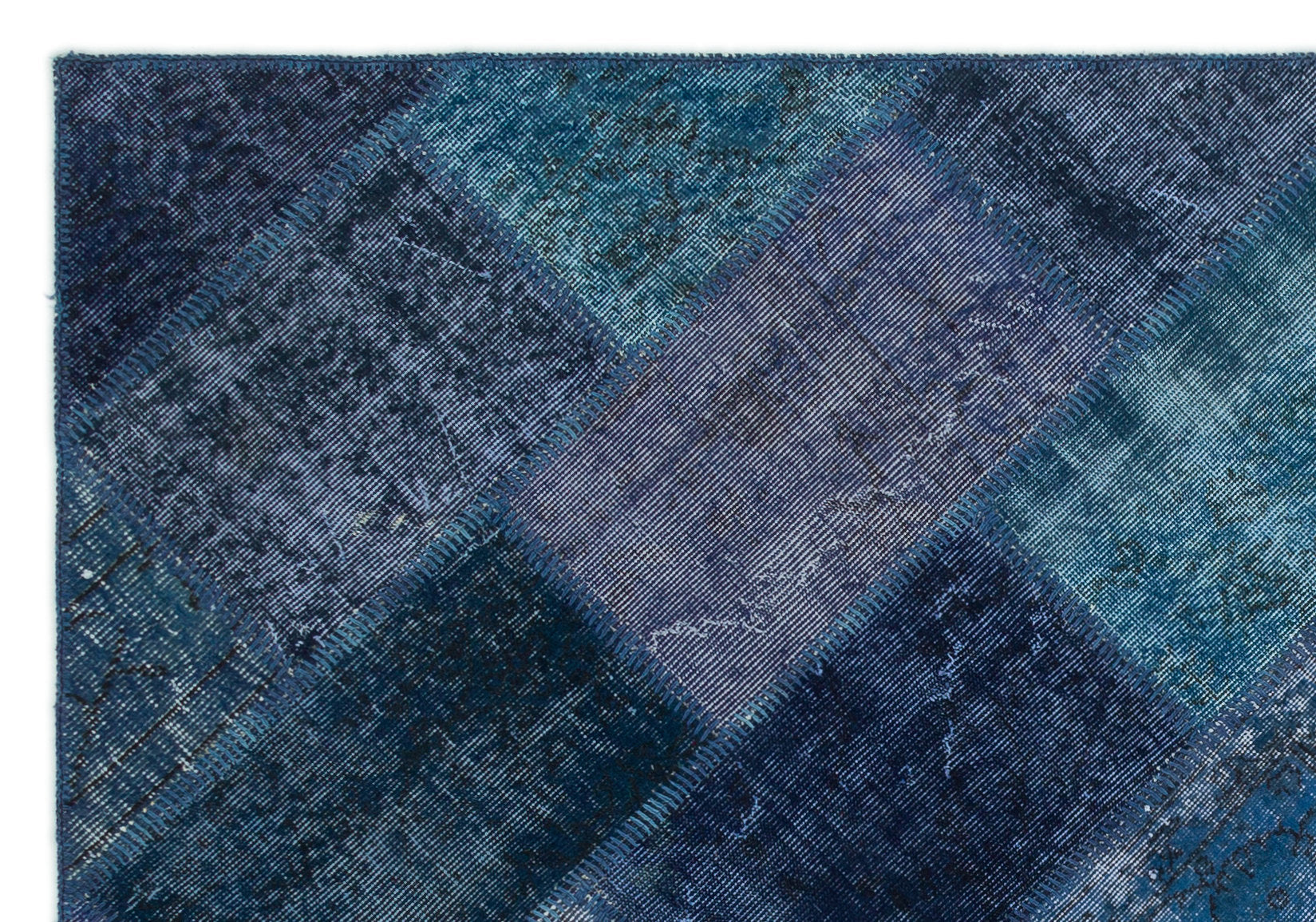 Iskece 21192 Navy Vintage Wool Handmade Area Rug 5'3" x 7'7"