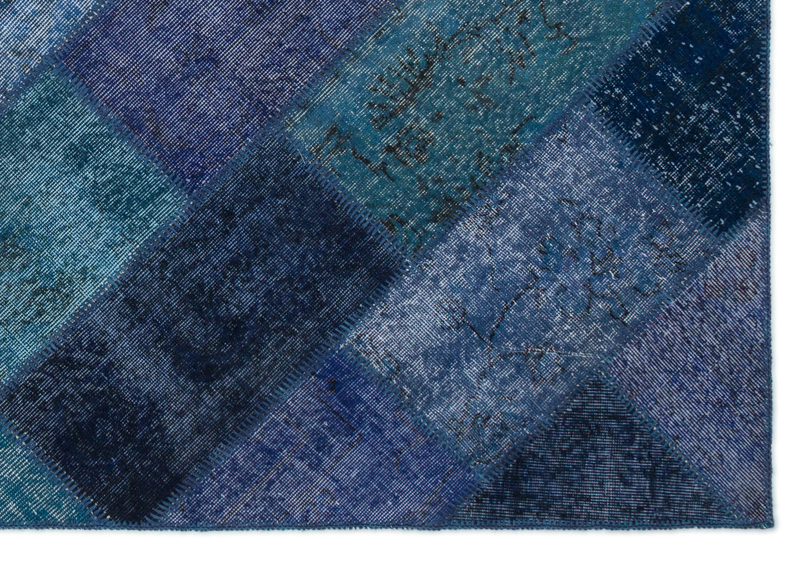Iskece 21192 Navy Vintage Wool Handmade Area Rug 5'3" x 7'7"