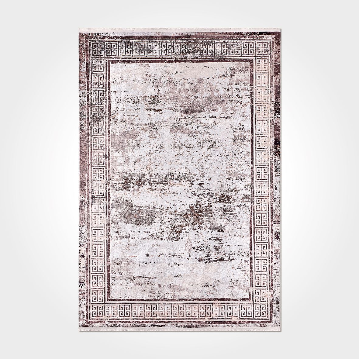 iras Brown Frame Chenille and Cotton Digital Print Area Rug