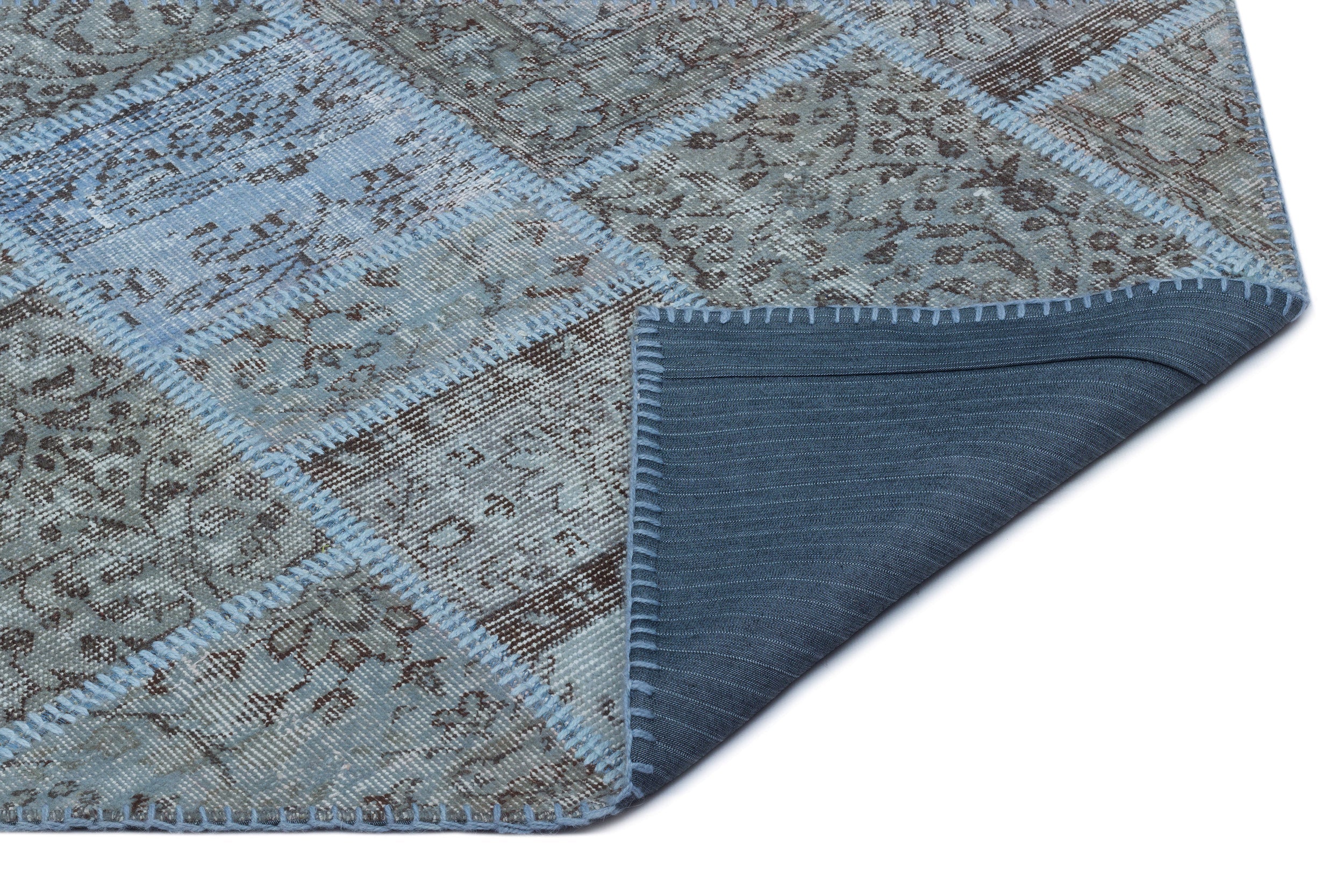 Iskece Blue Vintage Wool Handmade Area Rug 2'8" x 4'11"