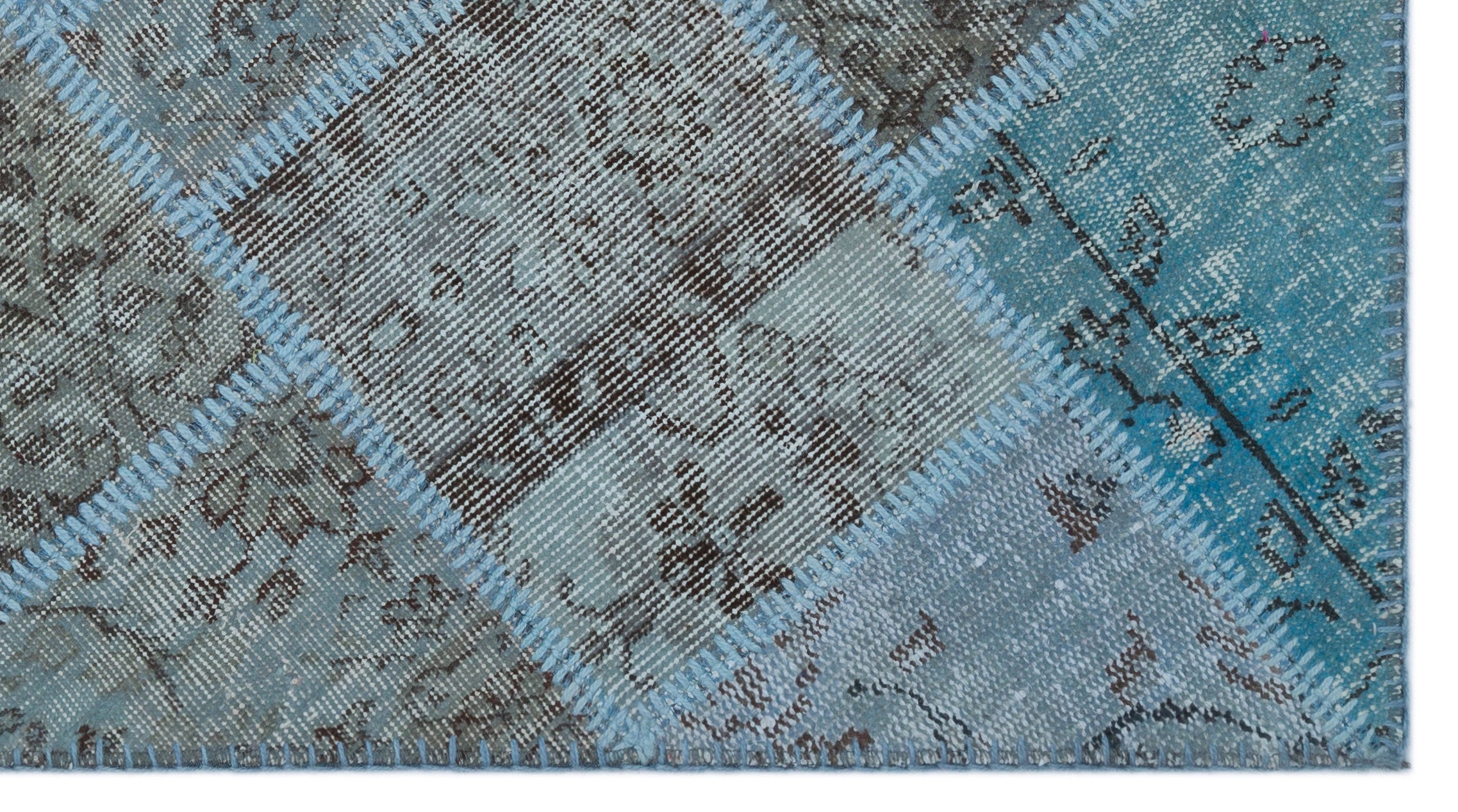 Iskece Blue Vintage Wool Handmade Area Rug 2'8" x 4'11"