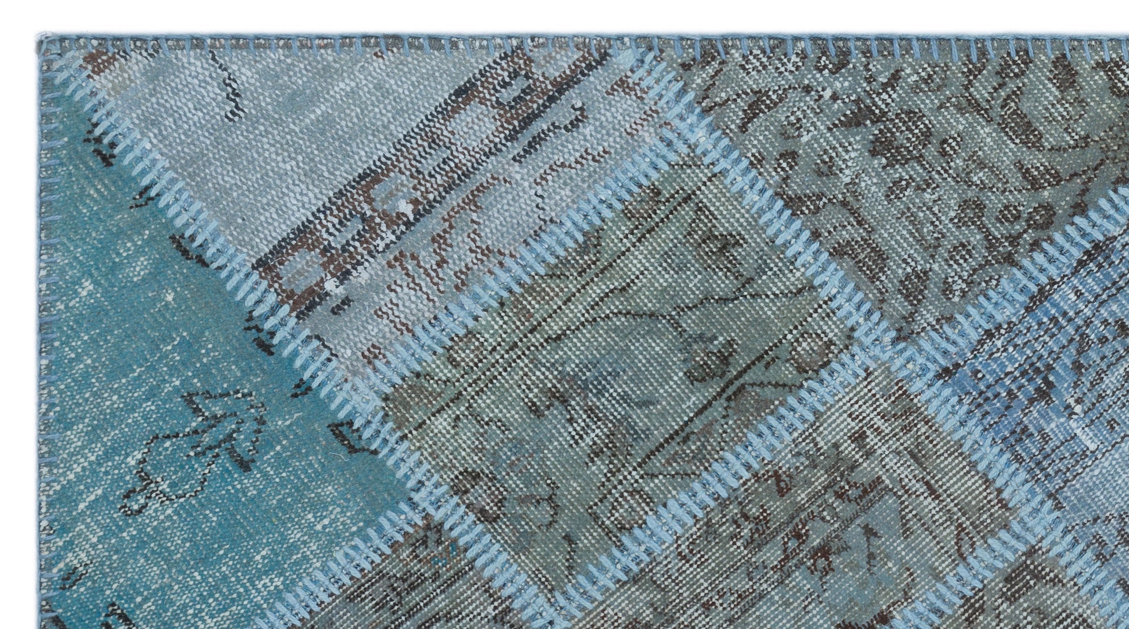 Iskece Blue Vintage Wool Handmade Area Rug 2'8" x 4'11"