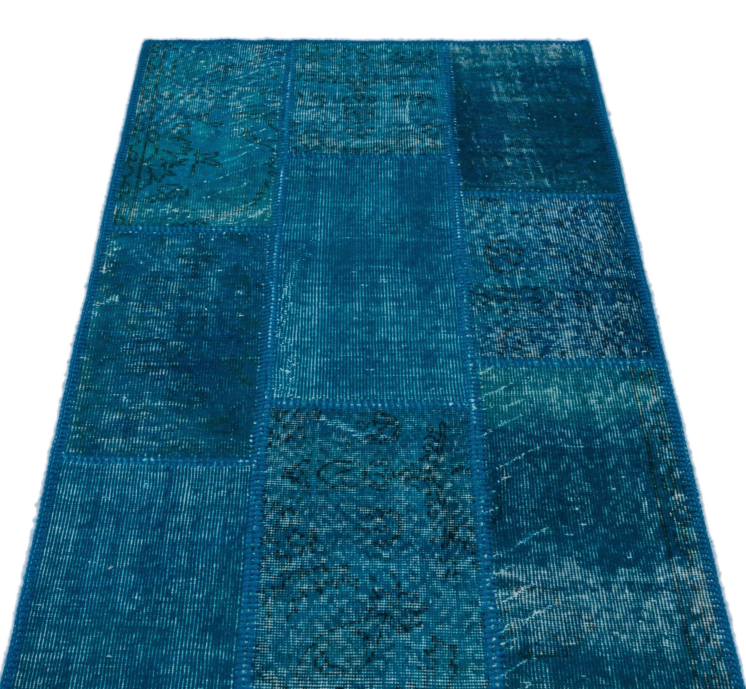 Iskece Turquoise Vintage Wool Handmade Area Rug 2'8" x 4'11"