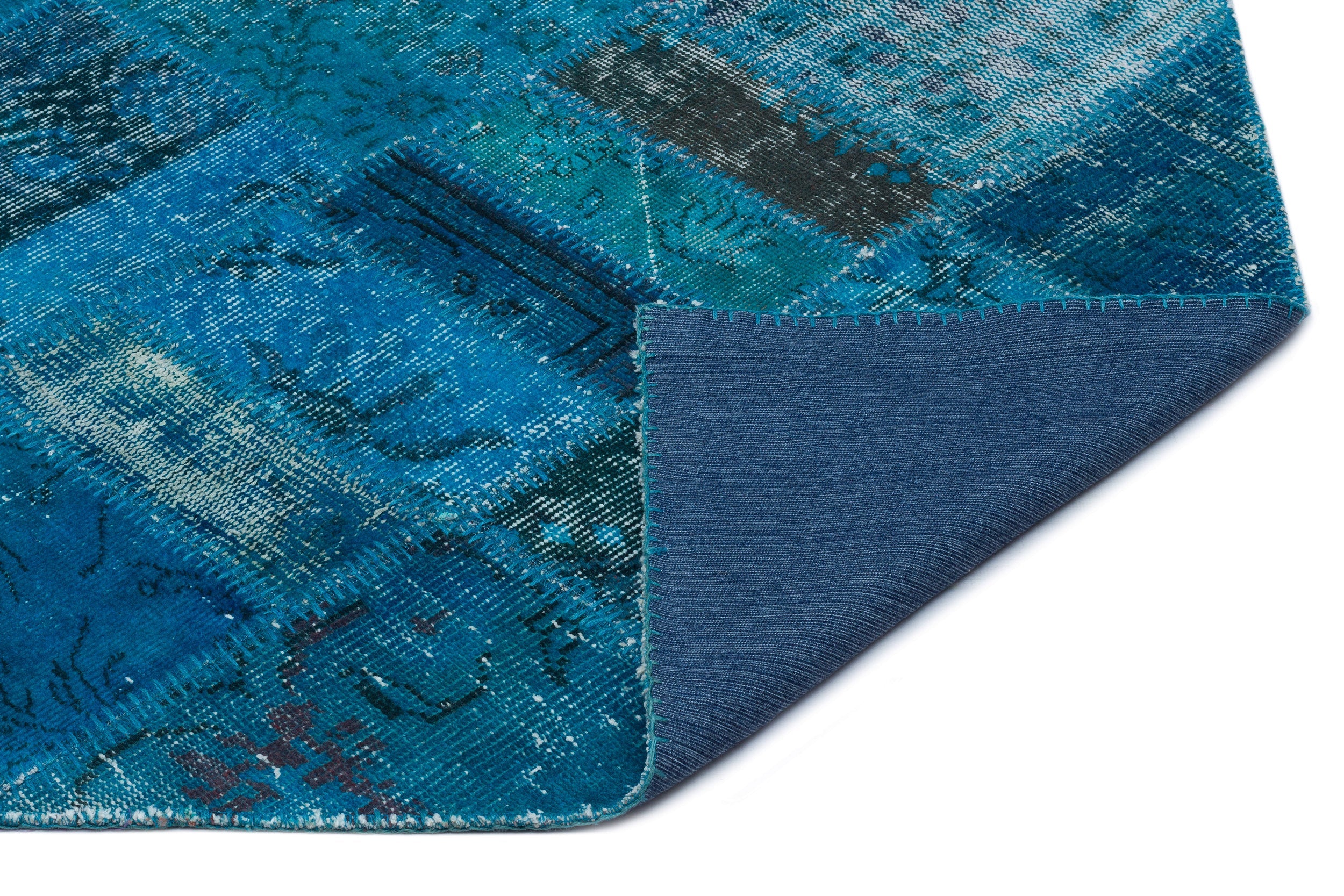 Iskece Turquoise Vintage Wool Handmade Area Rug 2'8" x 4'11"