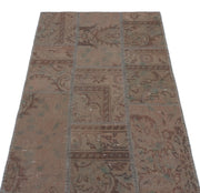 Iskece 21333 Brown Patchwork Wool Handmade Area Rug 2'7" x 4'11"