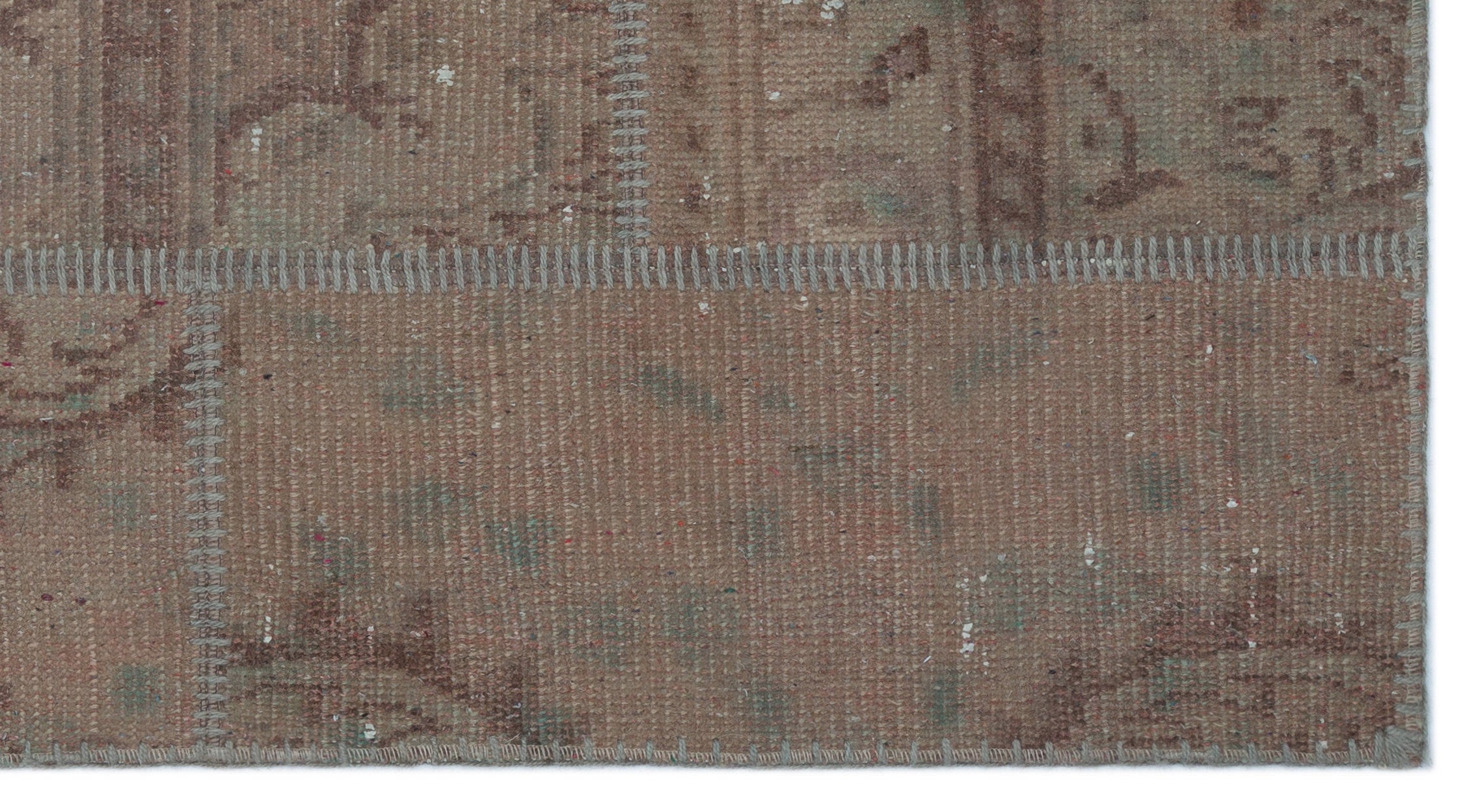 Iskece 21333 Brown Patchwork Wool Handmade Area Rug 2'7" x 4'11"