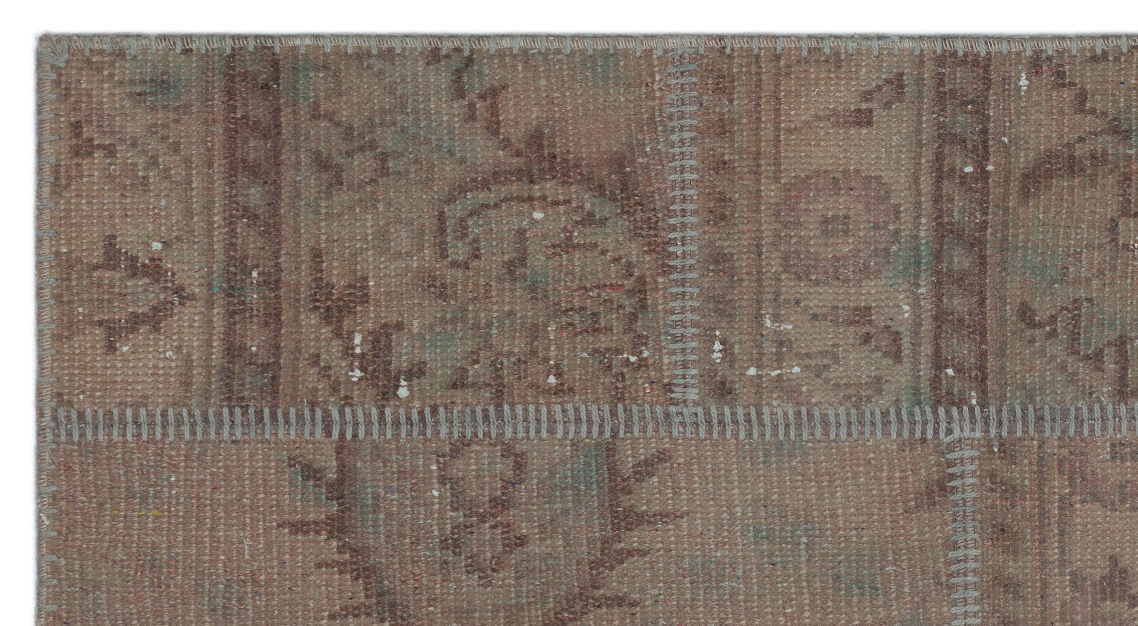 Iskece 21333 Brown Patchwork Wool Handmade Area Rug 2'7" x 4'11"