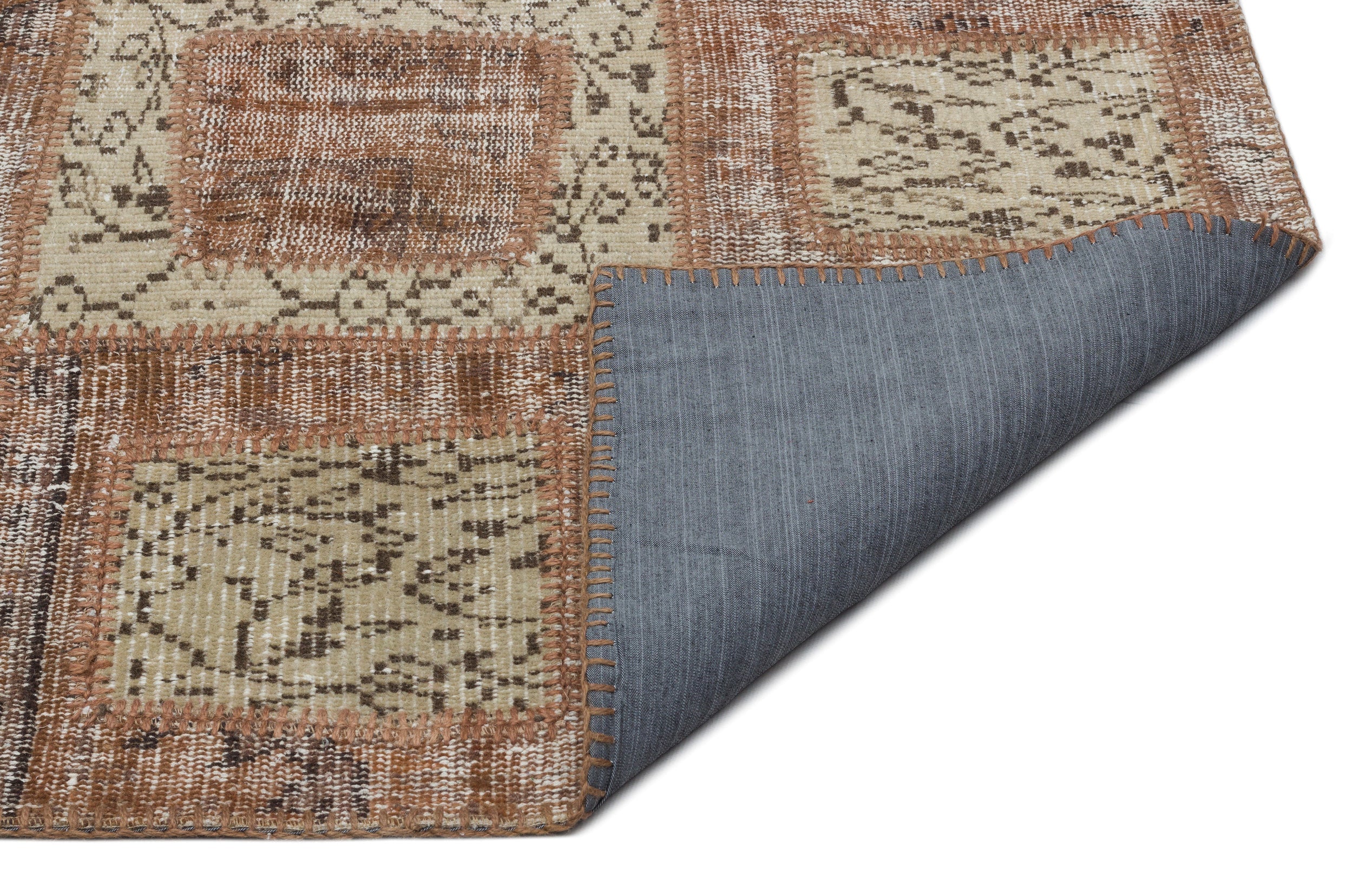 Iskece Brown Vintage Wool Handmade Area Rug 5'3" x 7'11"