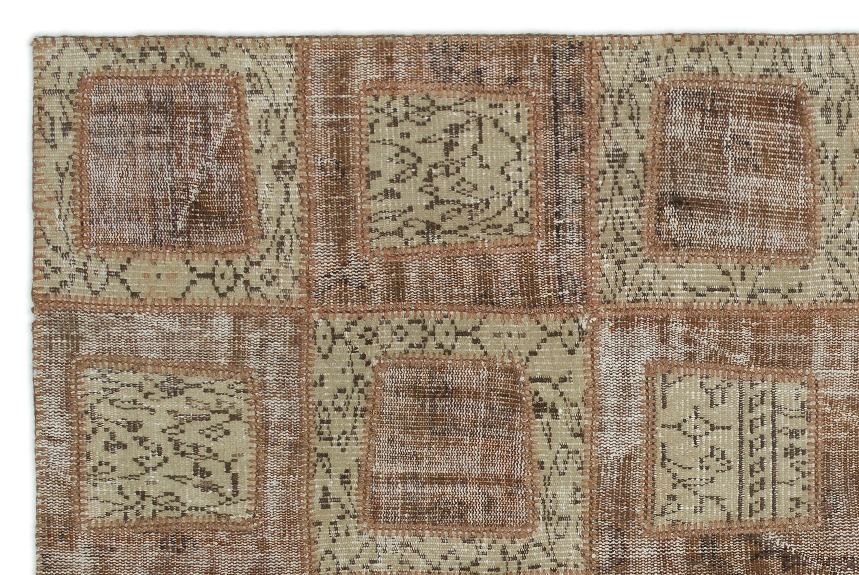 Iskece Brown Vintage Wool Handmade Area Rug 5'3" x 7'11"