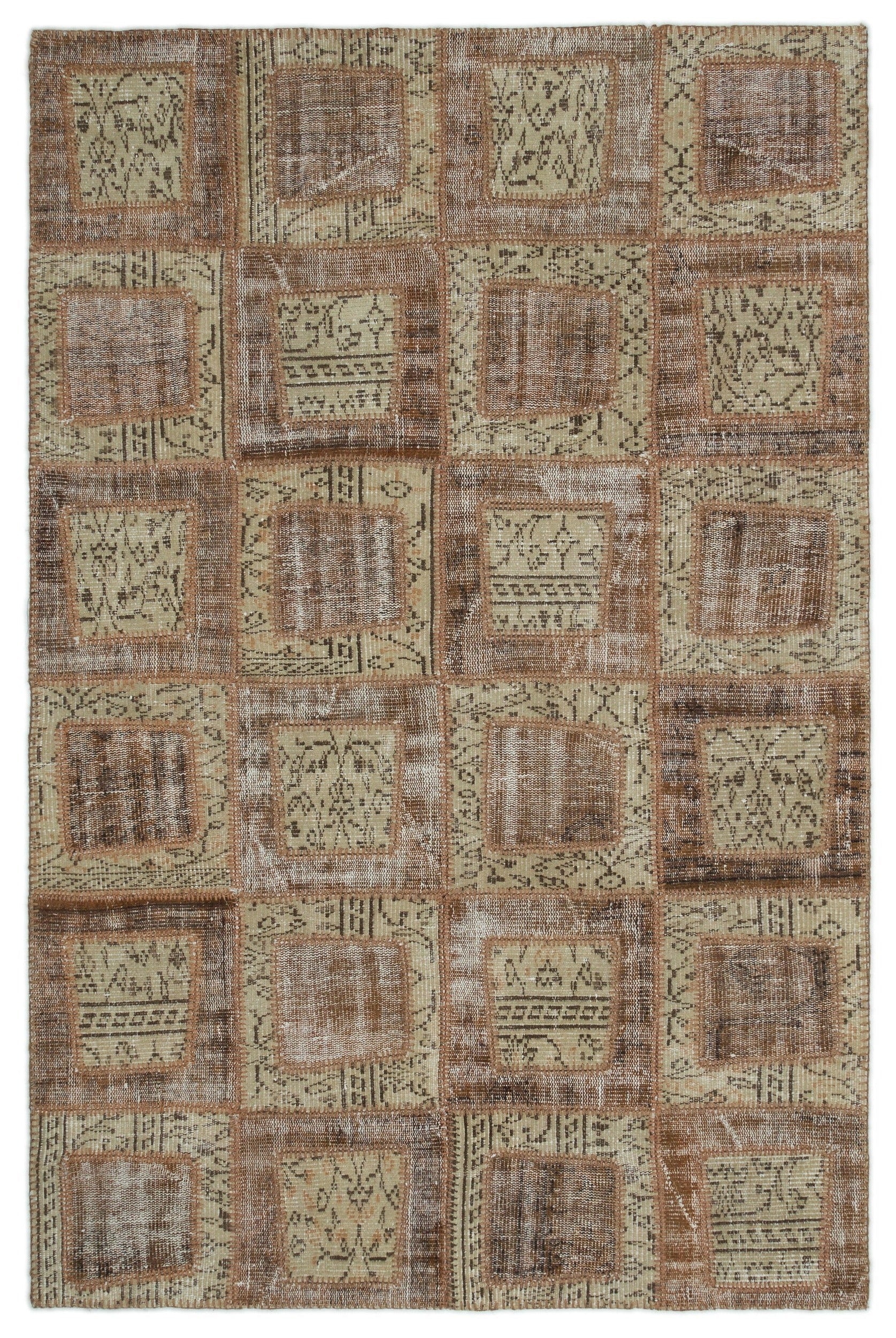 Iskece Brown Vintage Wool Handmade Area Rug 5'3" x 7'11"