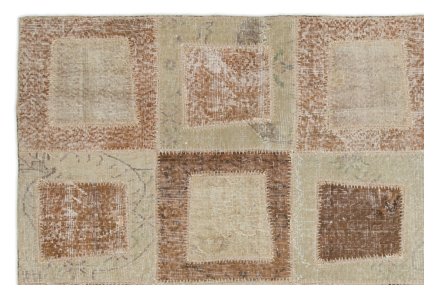 Iskece Beige Vintage Wool Handmade Area Rug 5'3" x 7'11"