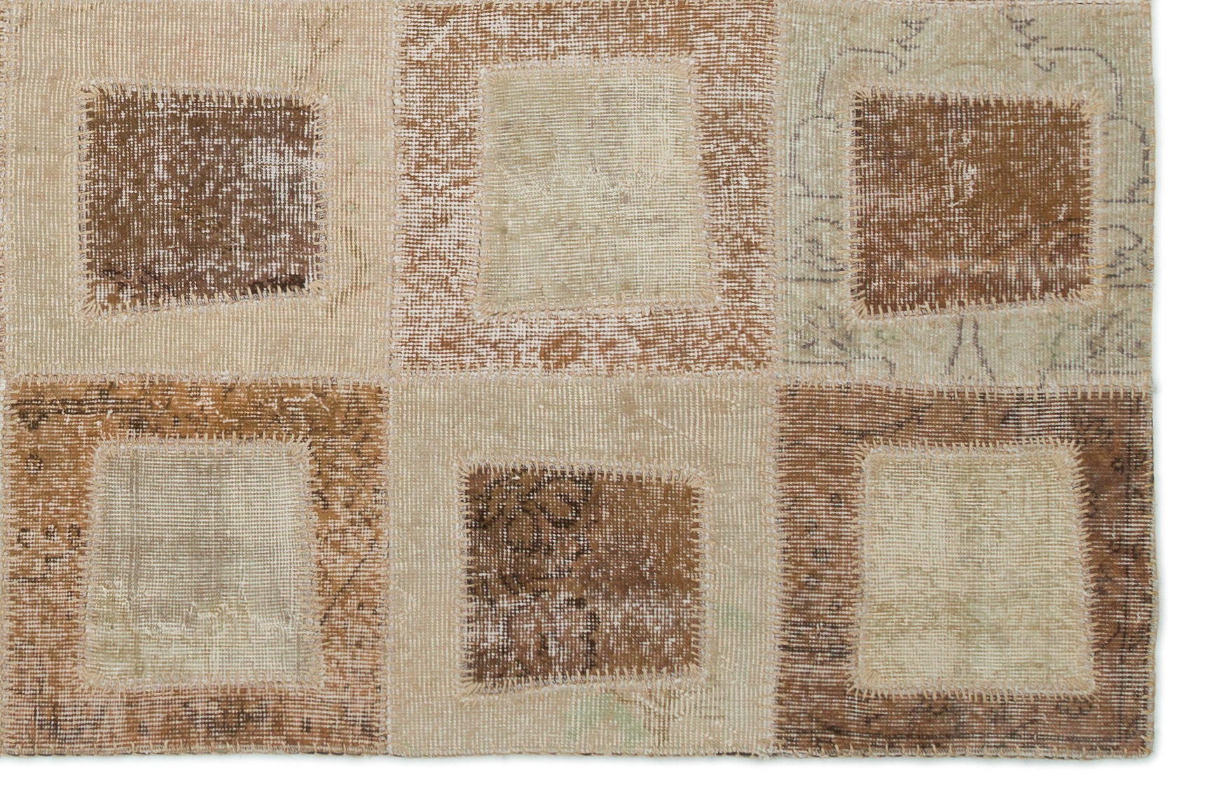 Iskece Beige Vintage Wool Handmade Area Rug 5'3" x 7'11"