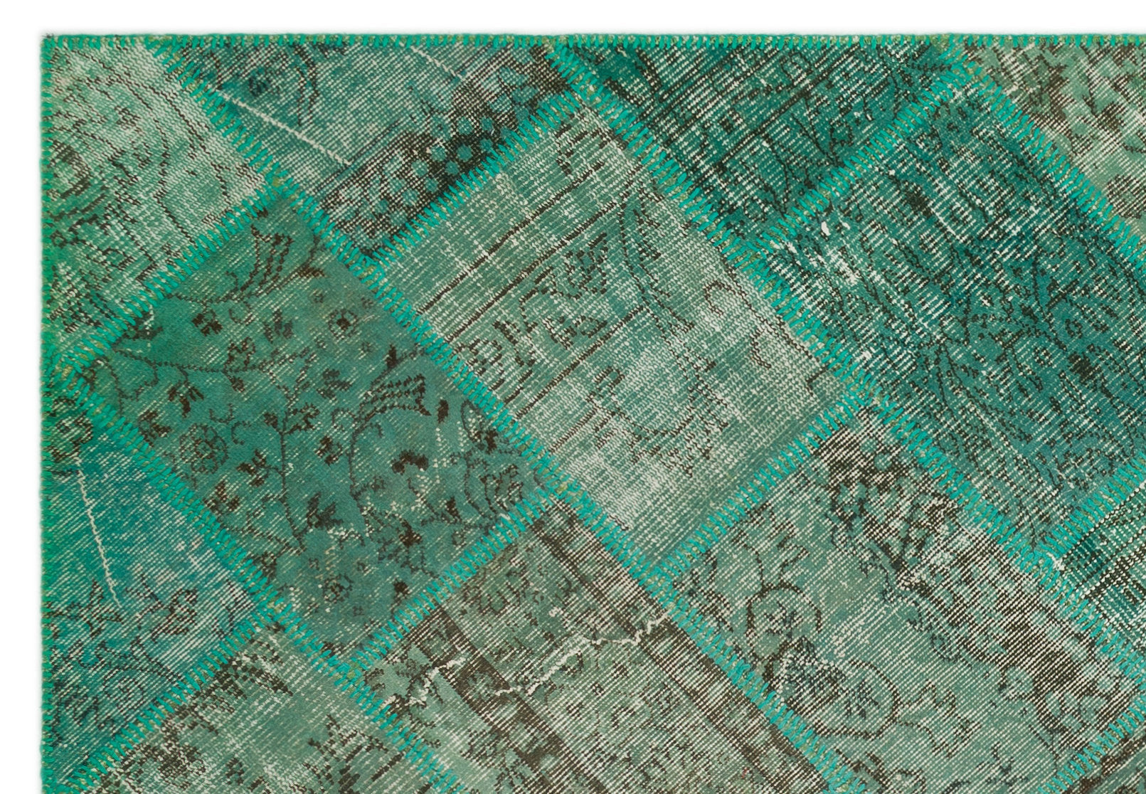 Iskece Green Vintage Wool Handmade Area Rug 5'4" x 7'7"