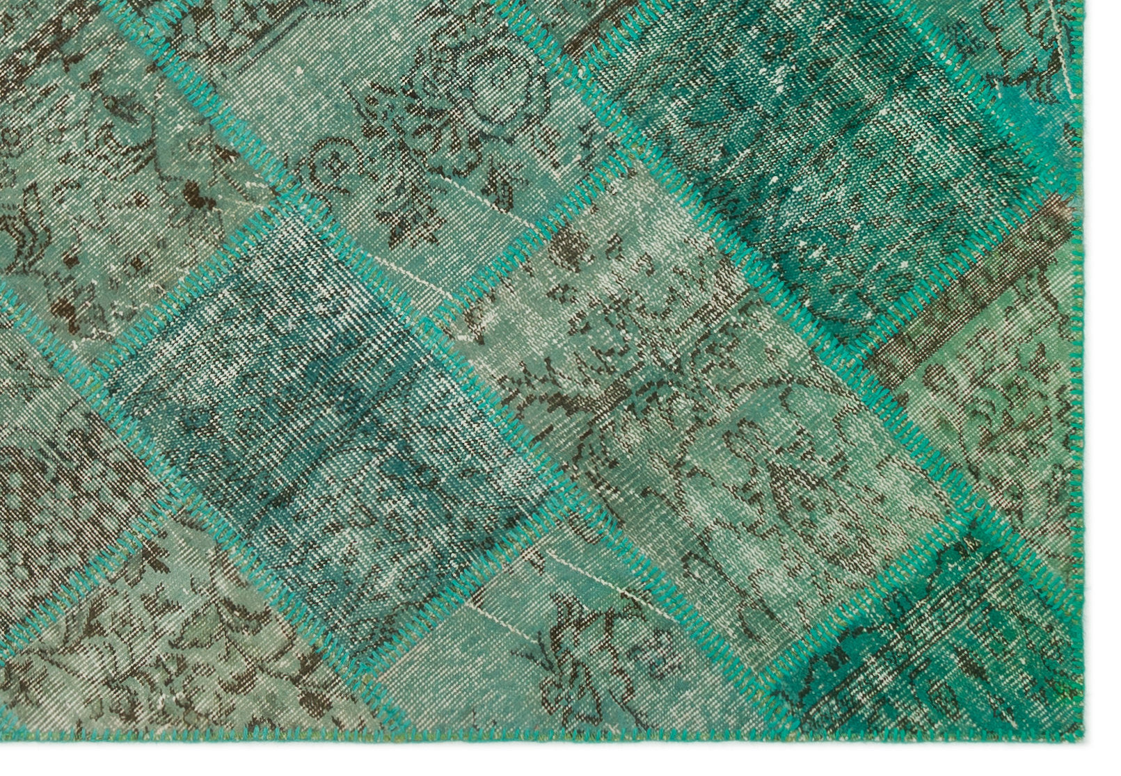 Iskece Green Vintage Wool Handmade Area Rug 5'4" x 7'7"