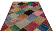 Iskece Beige Patchwork Wool Handmade Area Rug 5'4" x 7'10"