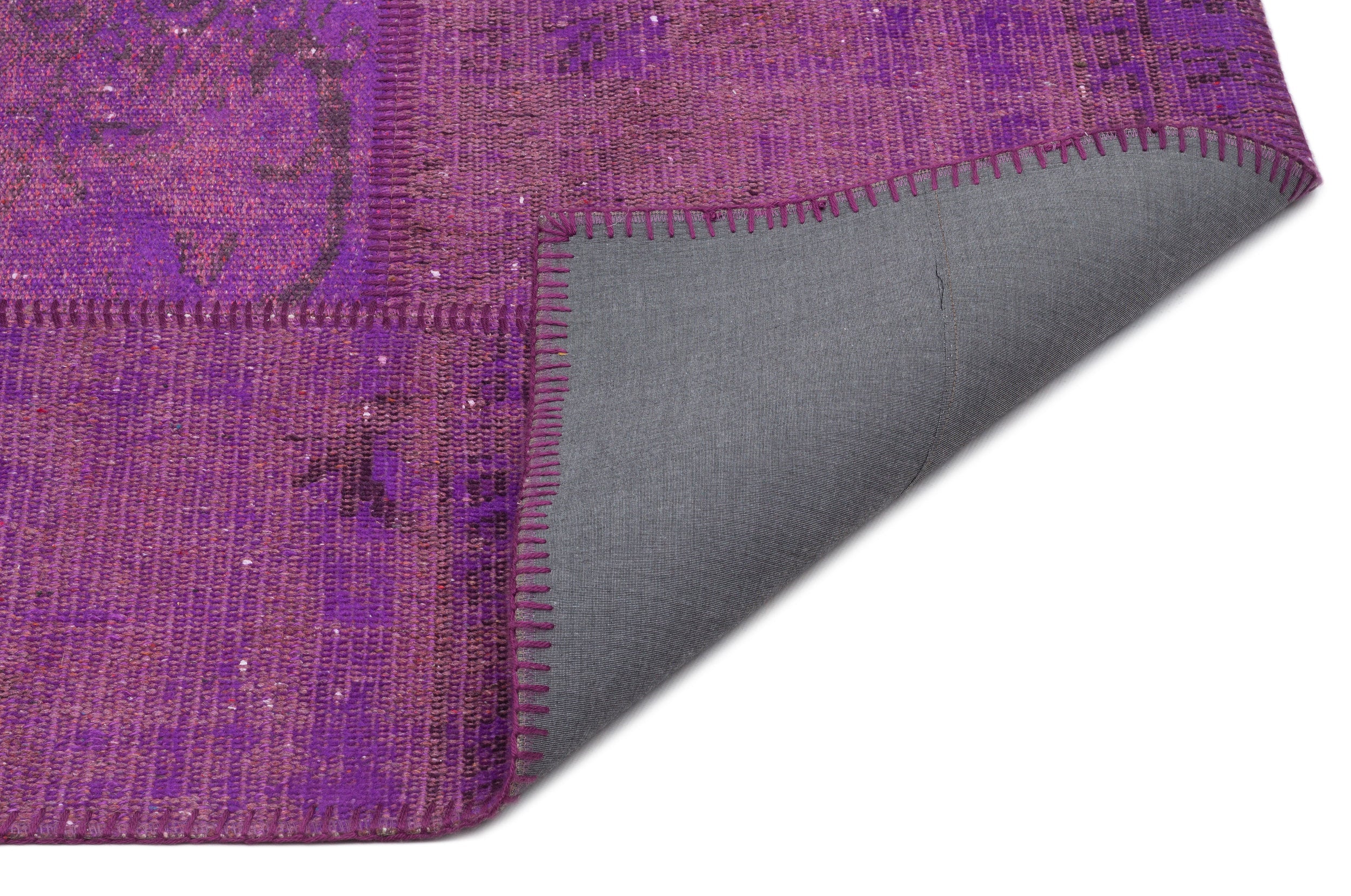 Iskece 21523 Purple Patchwork Wool Handmade Area Rug 5'3" x 7'7"