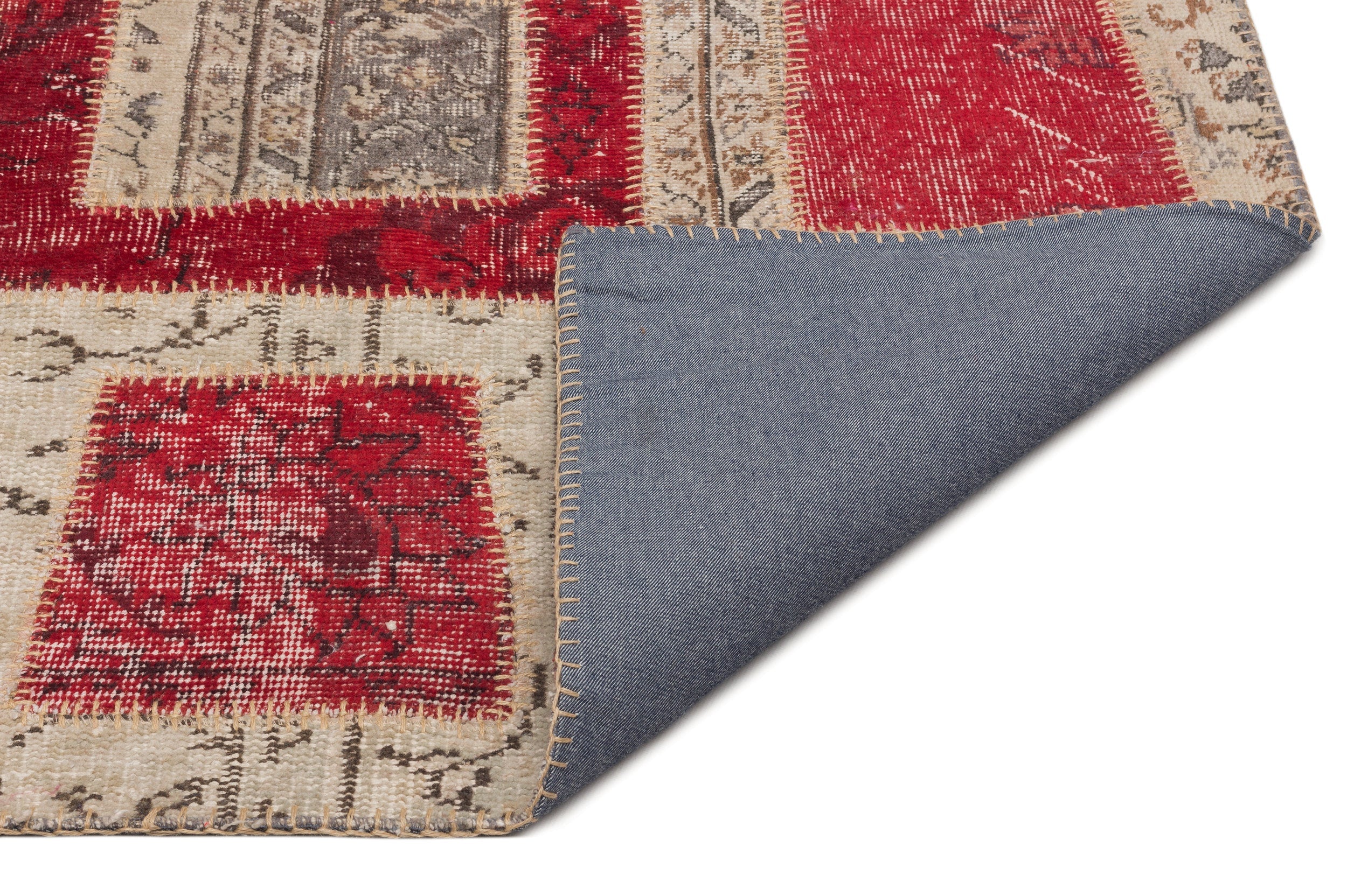 Iskece Red Vintage Wool Handmade Area Rug 5'3" x 7'8"