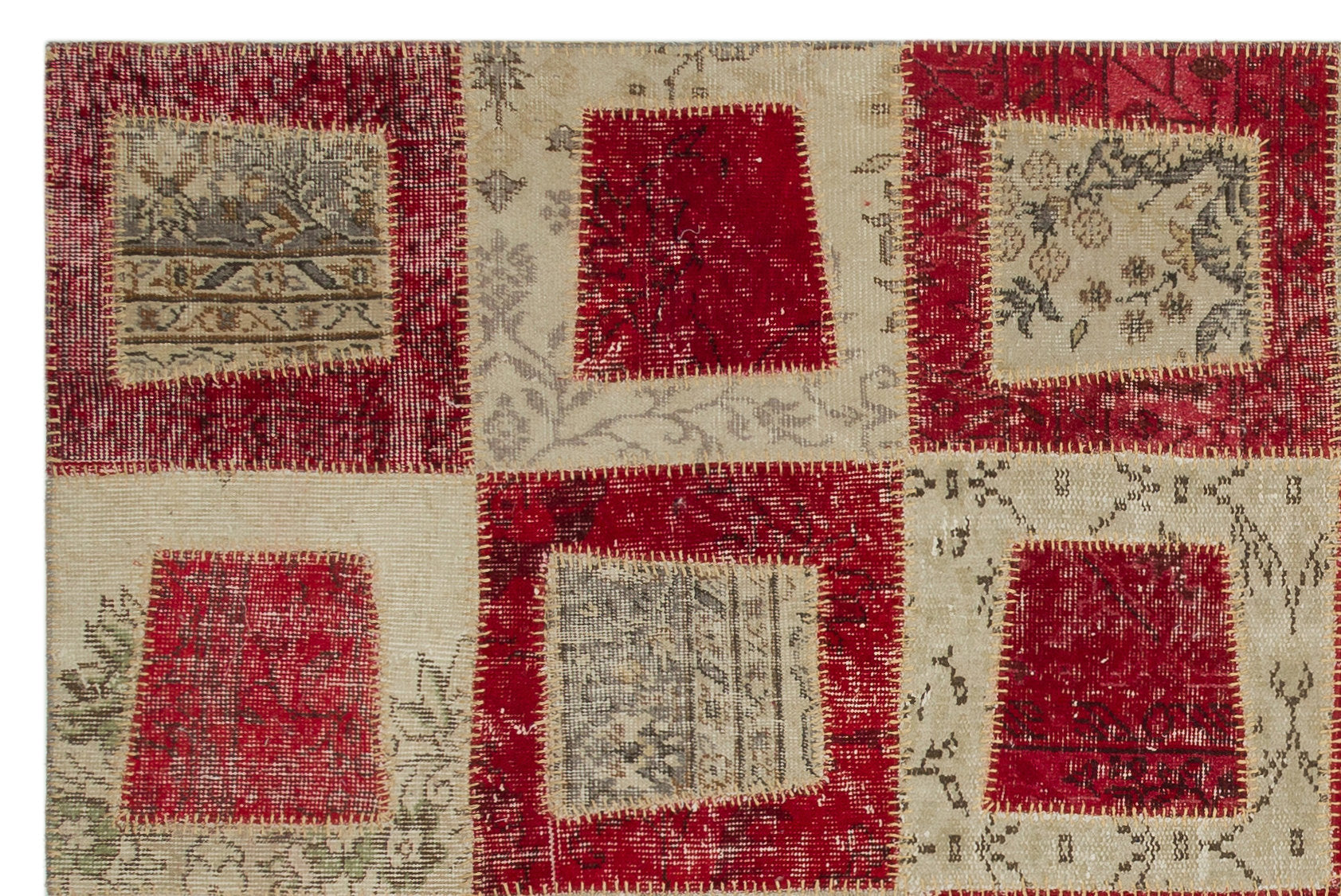 Iskece Red Vintage Wool Handmade Area Rug 5'3" x 7'8"