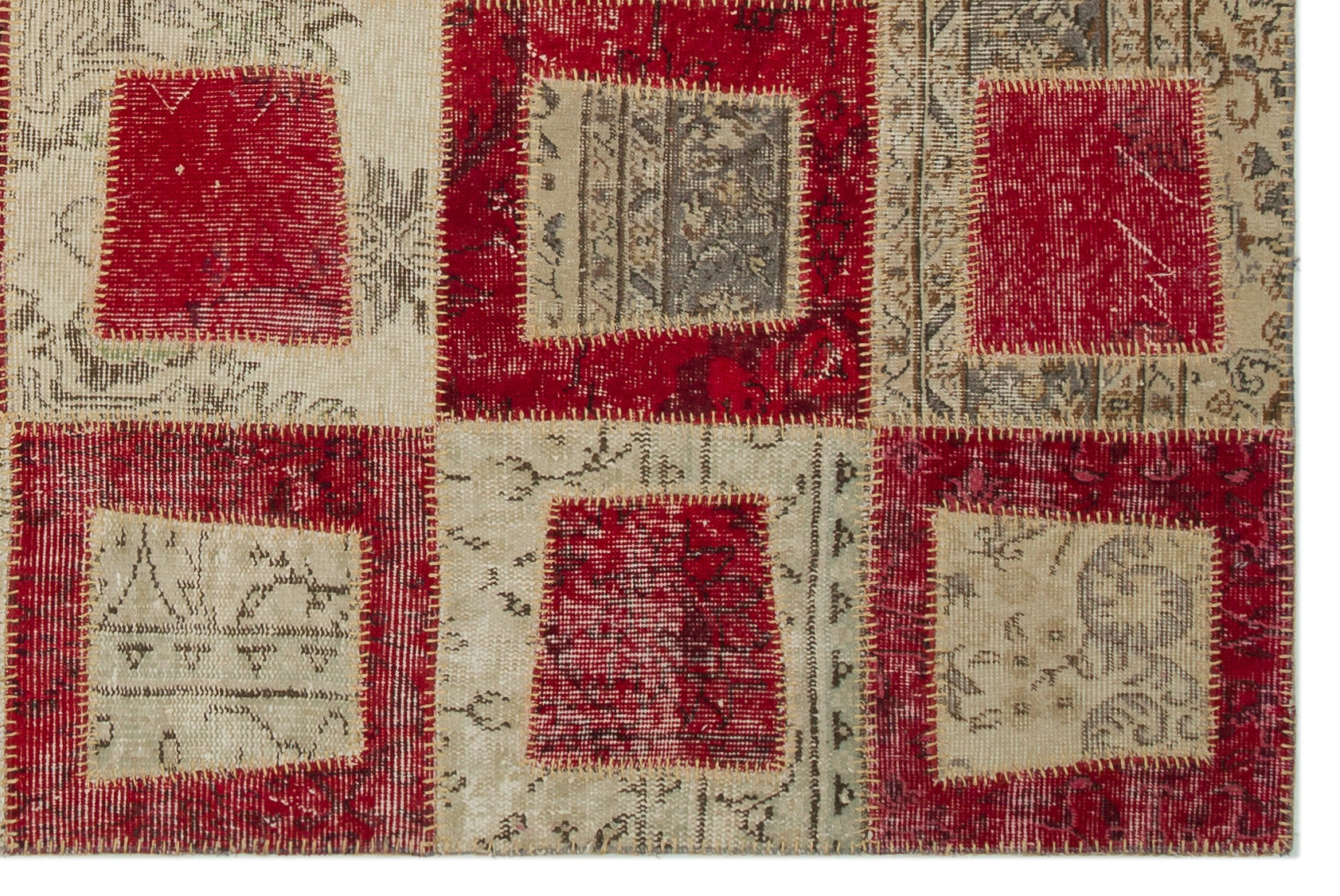 Iskece Red Vintage Wool Handmade Area Rug 5'3" x 7'8"
