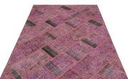 Iskece Pink Vintage Wool Handmade Area Rug 5'3" x 7'8"