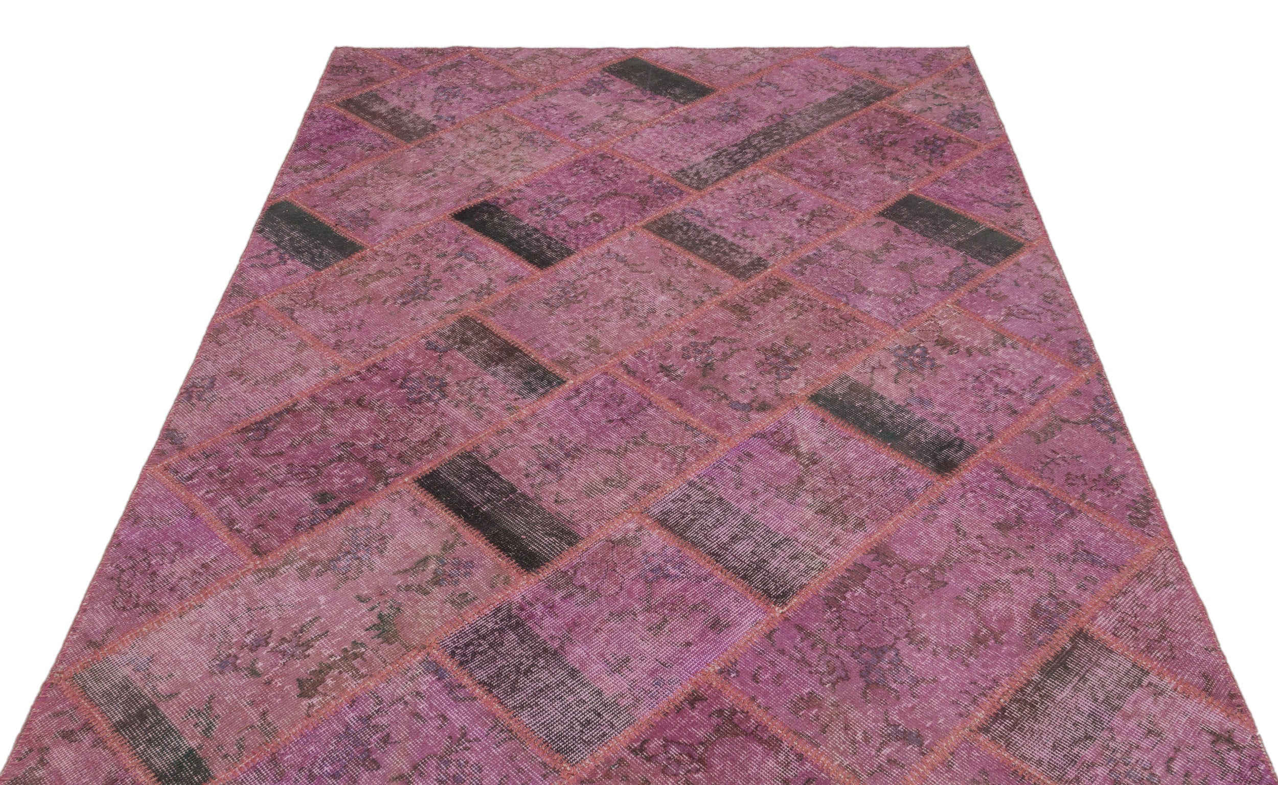 Iskece Pink Vintage Wool Handmade Area Rug 5'3" x 7'8"