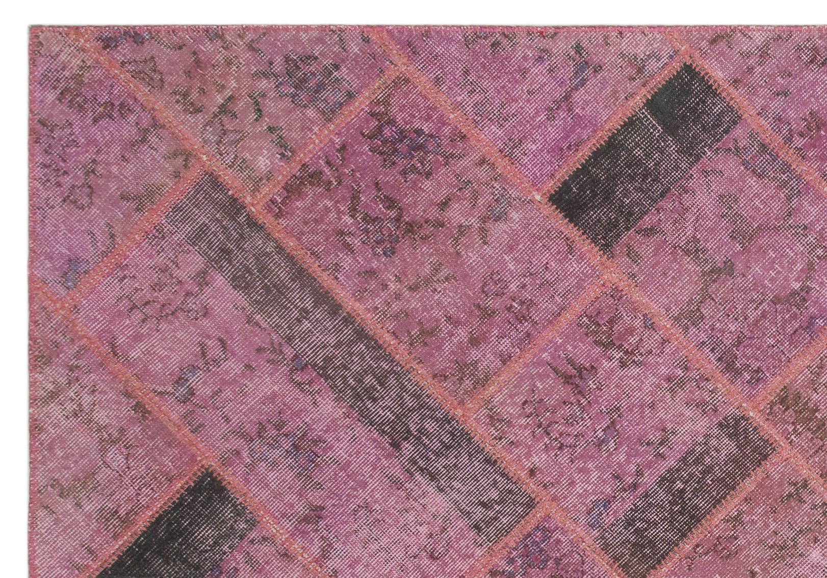 Iskece Pink Vintage Wool Handmade Area Rug 5'3" x 7'8"
