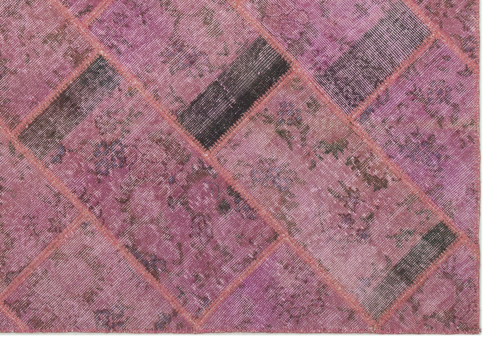 Iskece Pink Vintage Wool Handmade Area Rug 5'3" x 7'8"